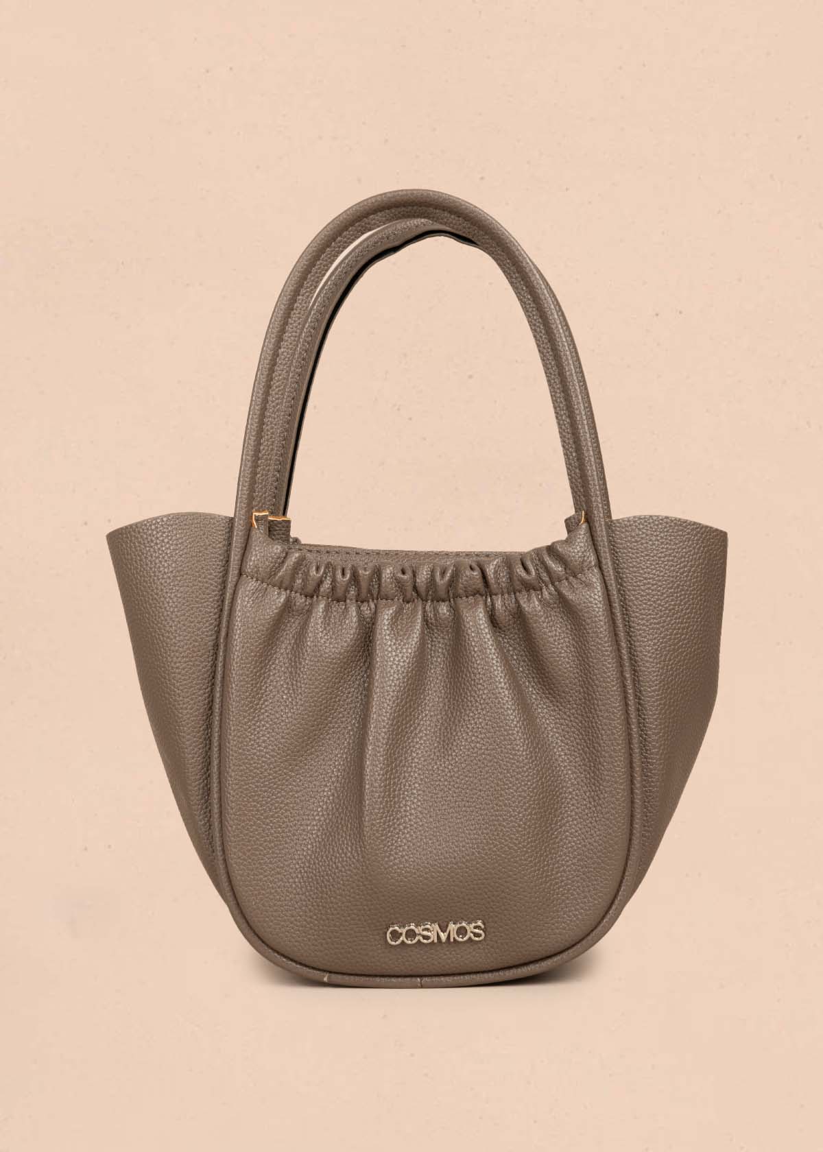 Bolso tipo cartera color taupe con resorte 105702