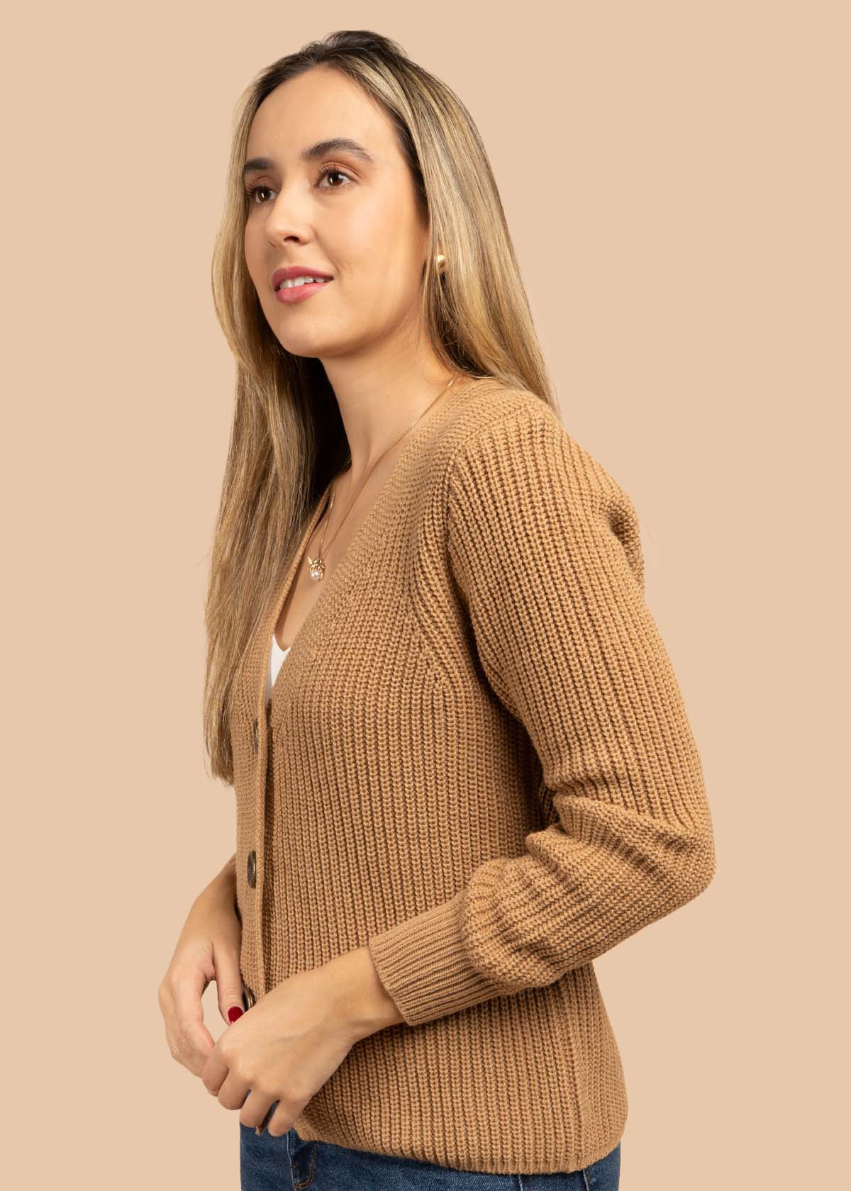 Saco tejido color camel 105721