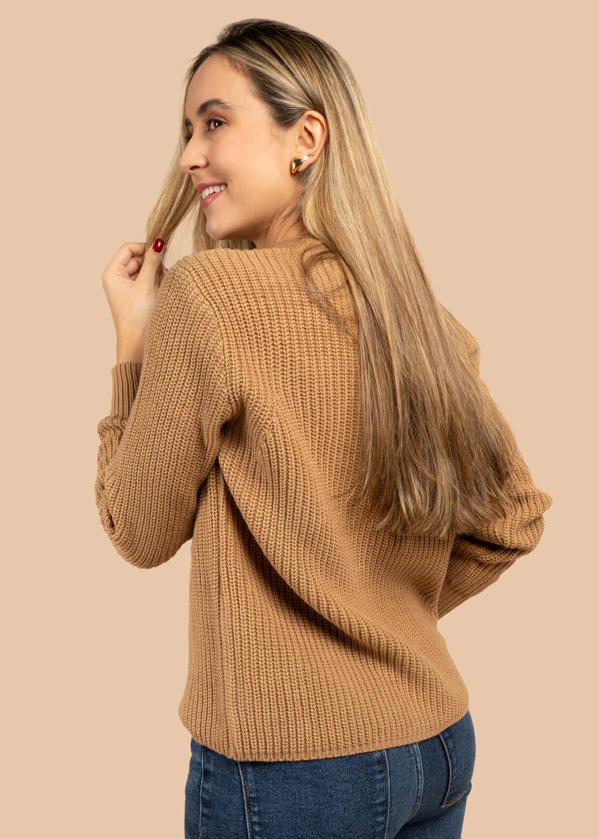 Saco tejido color camel 105721