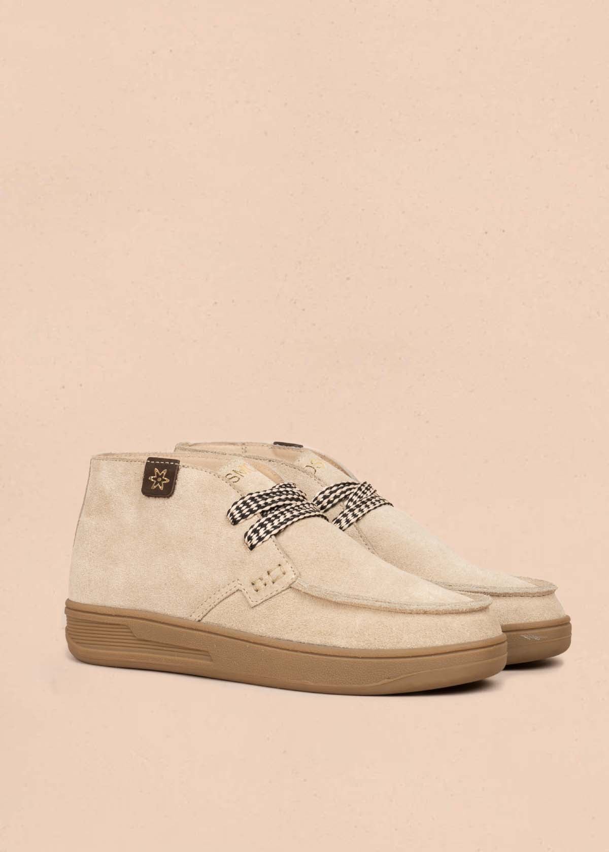 Botines en cuero color arena con cordones 105728