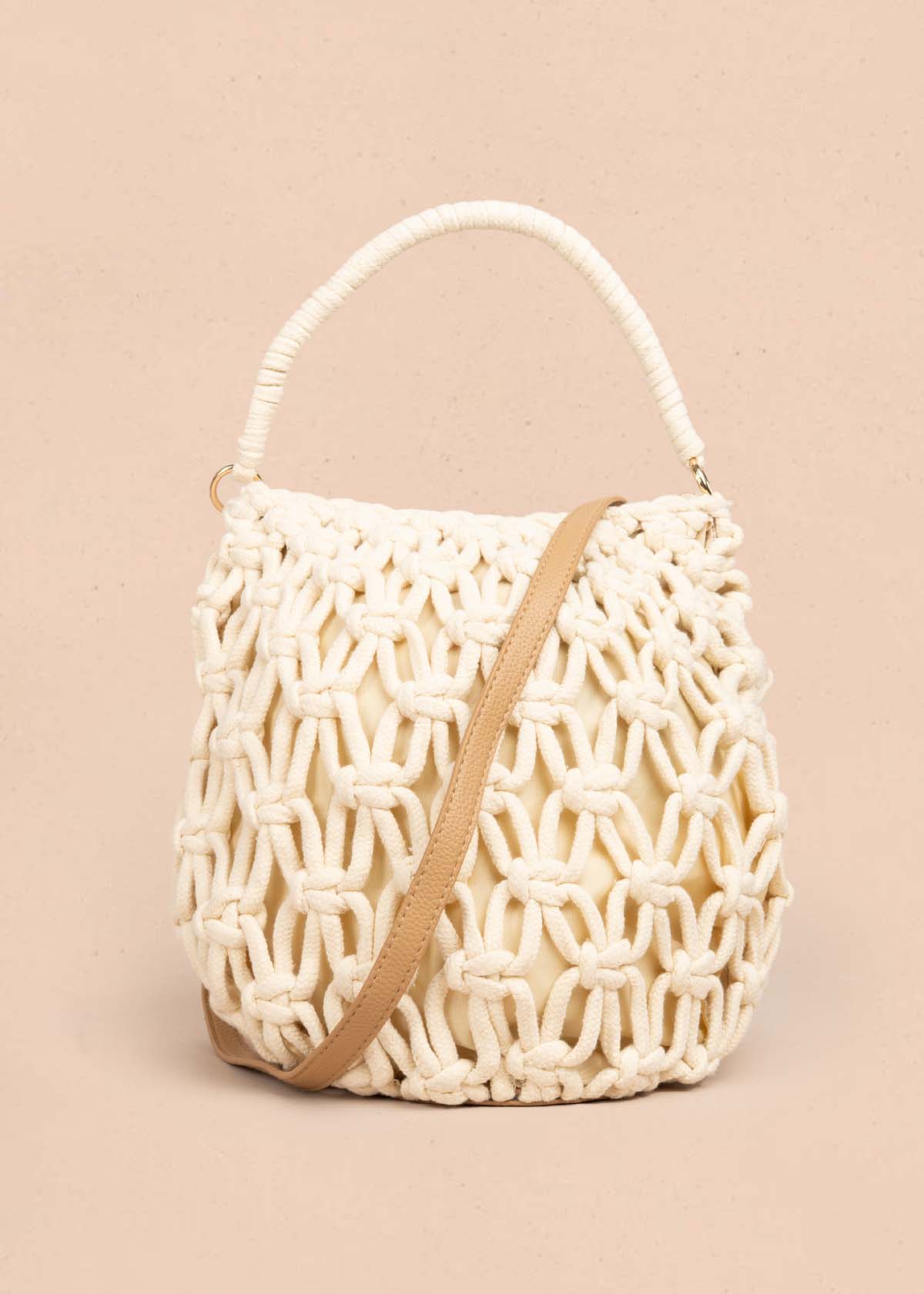 Bolso manos libres tejido color beige 105762