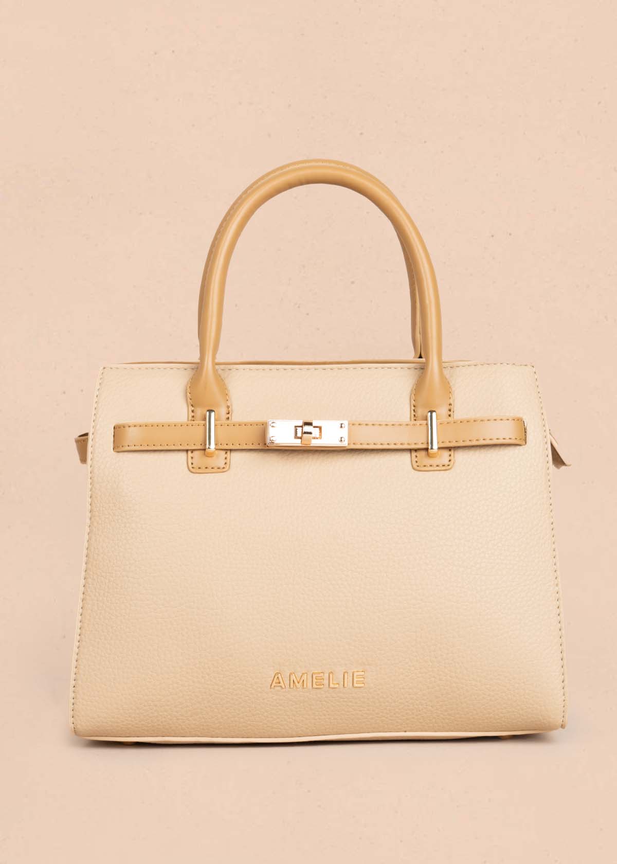 Bolso tipo cartera color beige con pañoleta 105769
