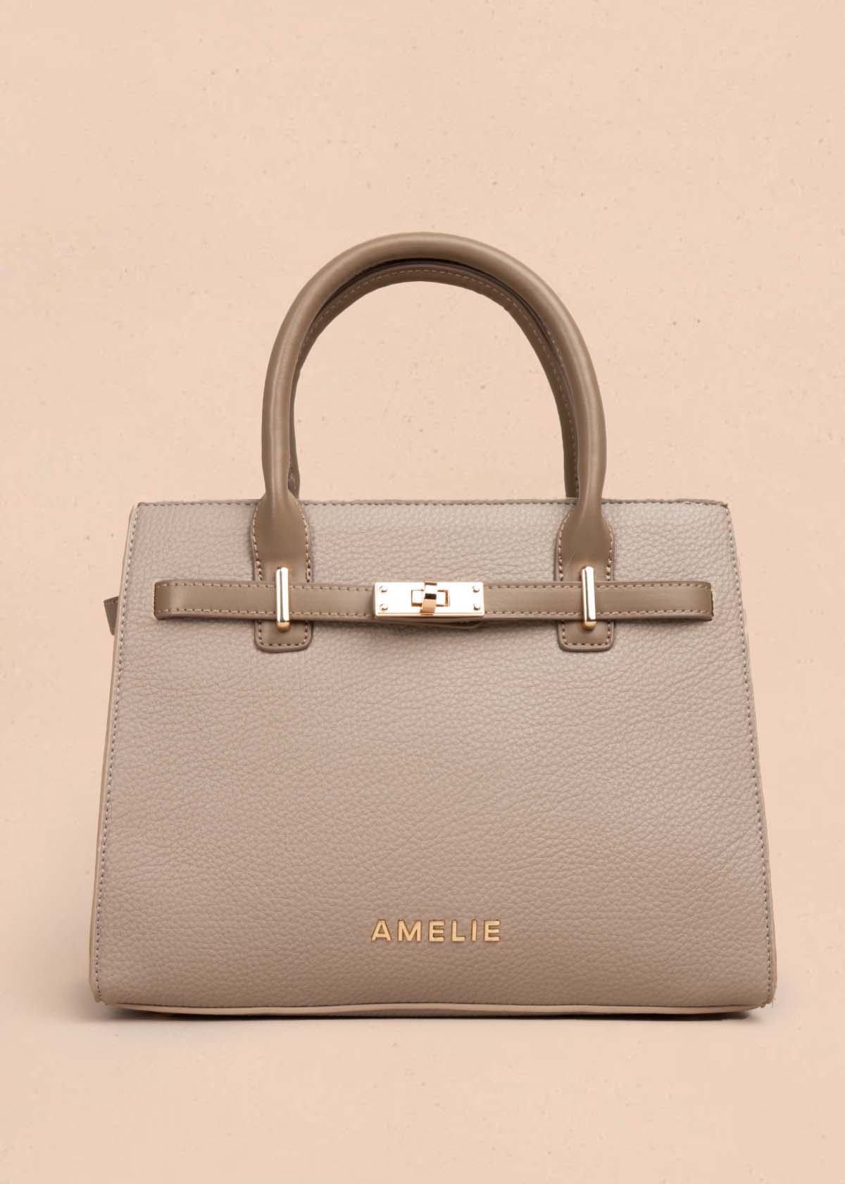 Bolso tipo cartera color taupe con pañoleta 105769