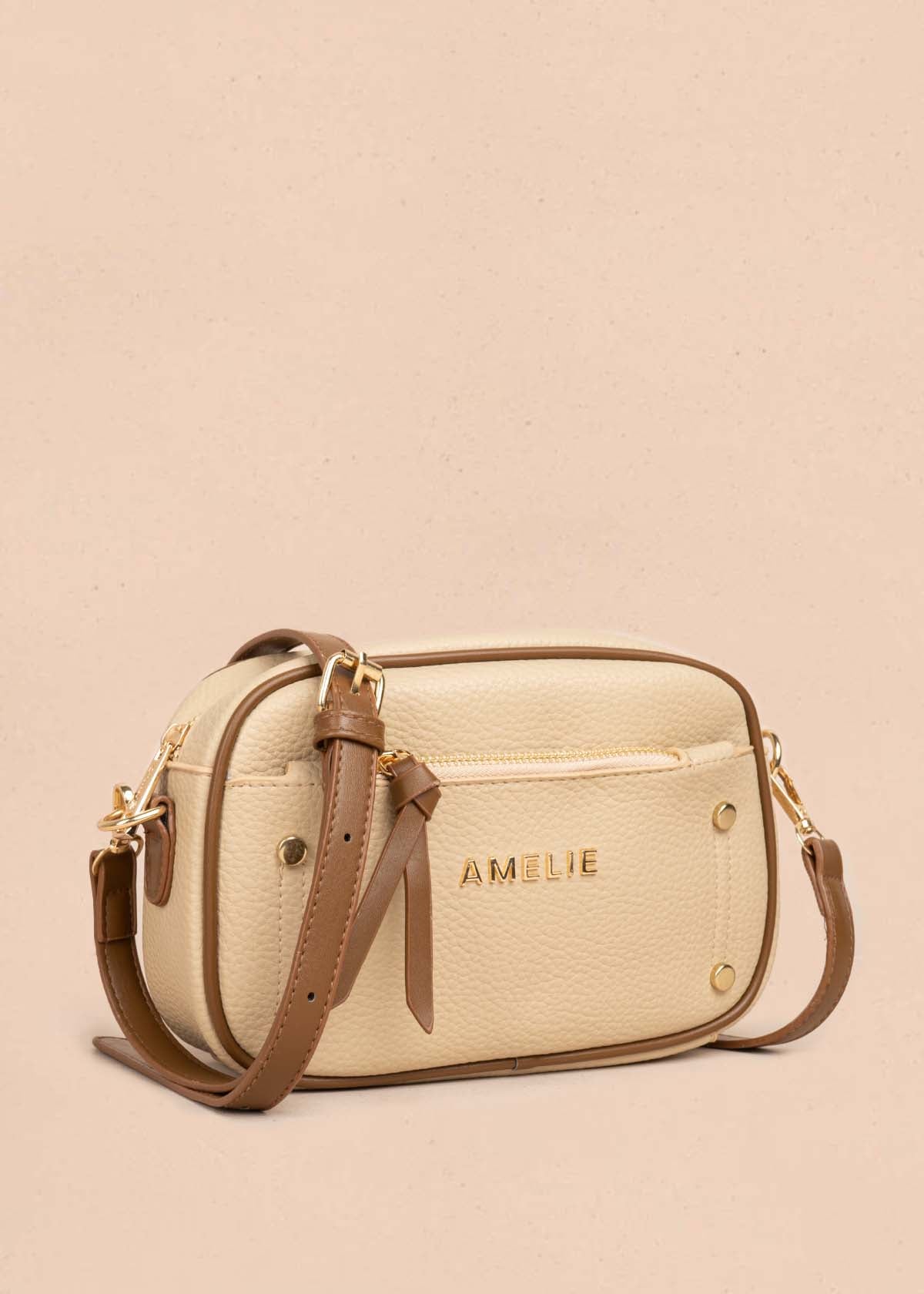 Bolso manos libres color beige con cierre frontal 105775