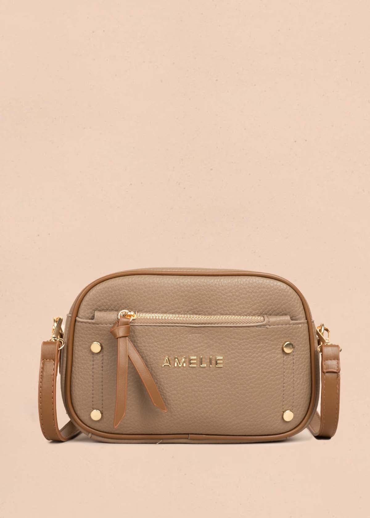 Bolso manos libres color tabaco con cierre frontal 105775