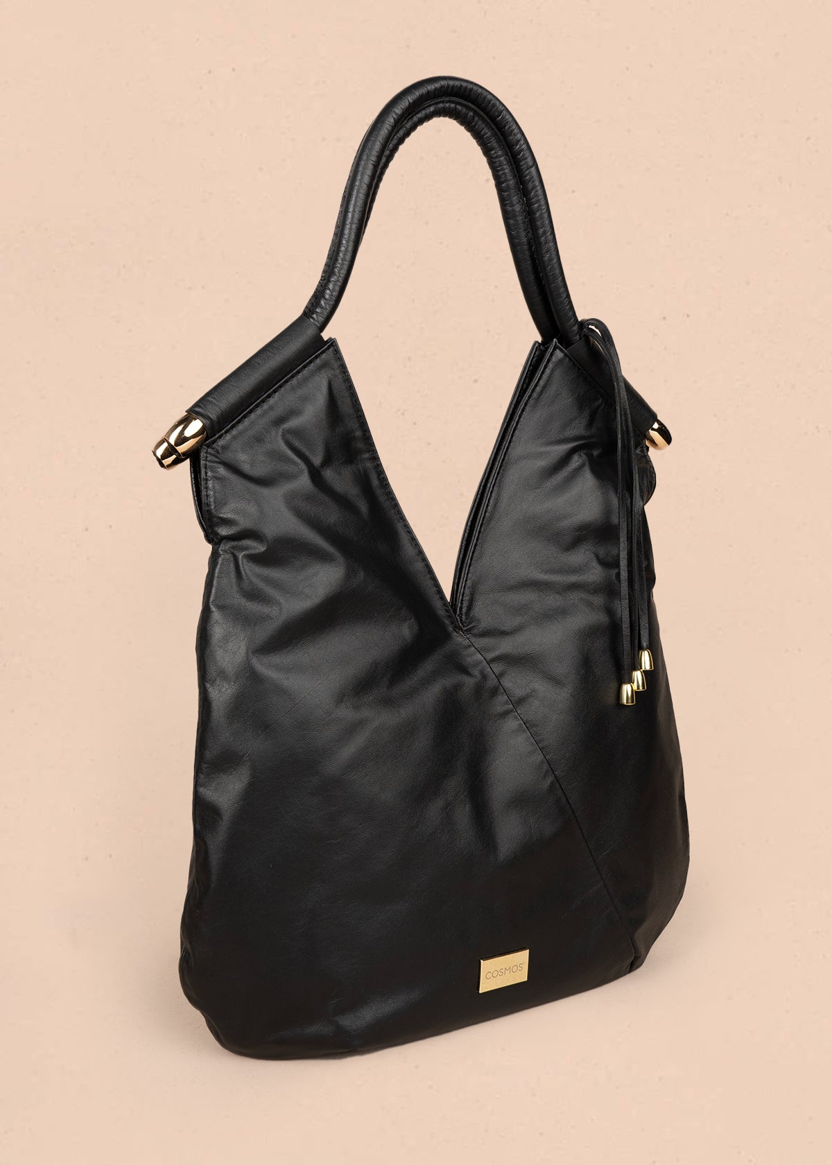Bolso en cuero color negro tipo shopping 105786