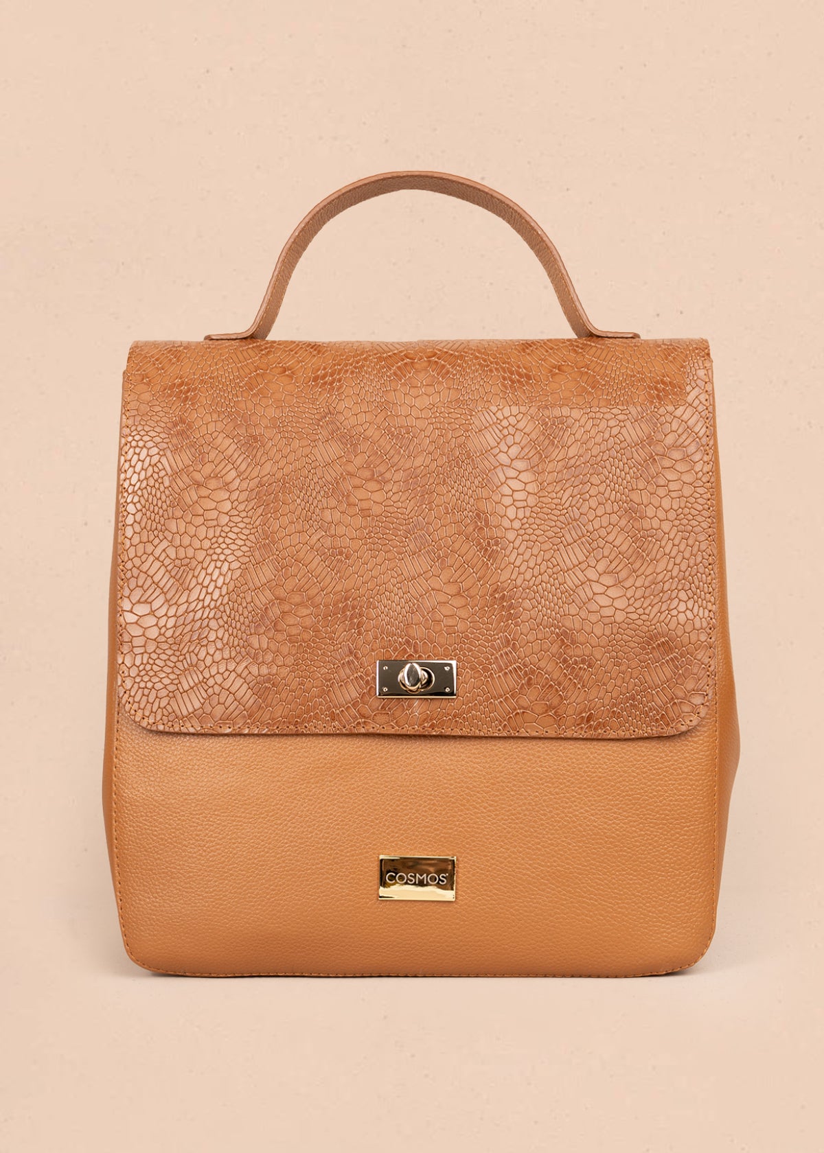 Morral en cuero color miel con textura 105791