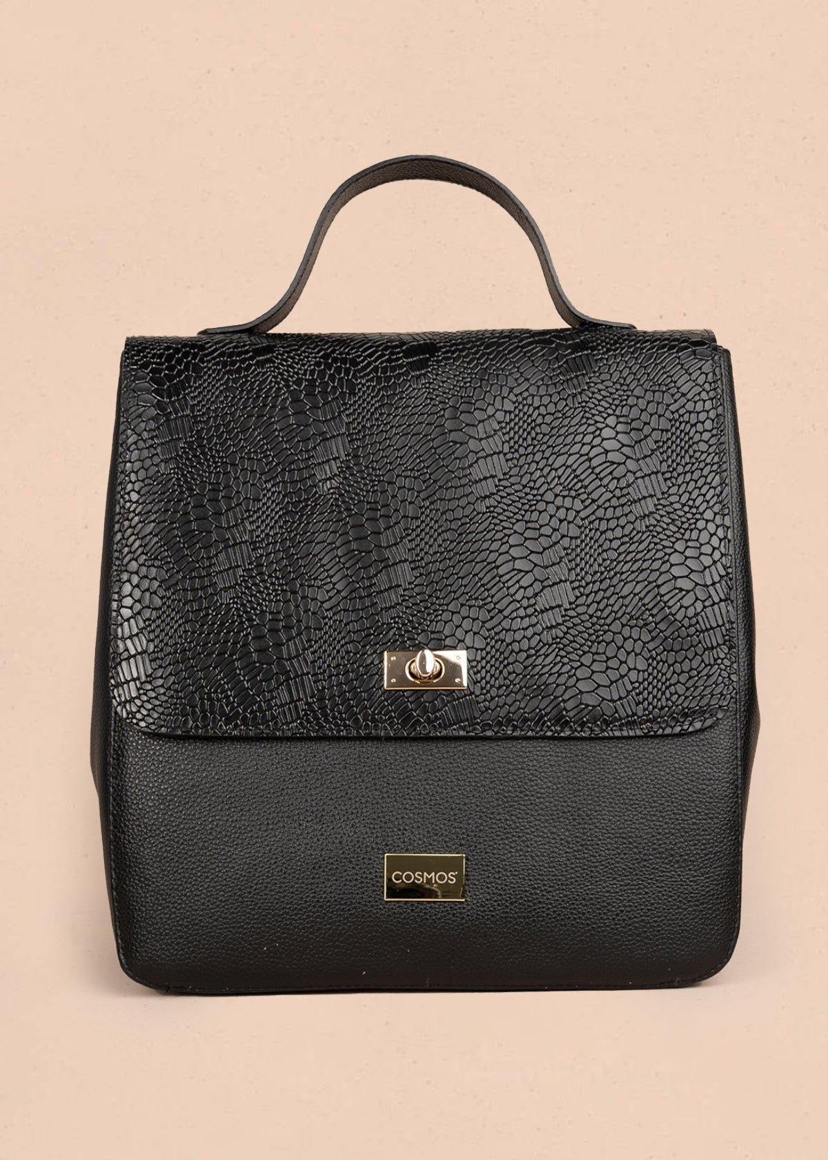 Morral en cuero color negro con textura 105791