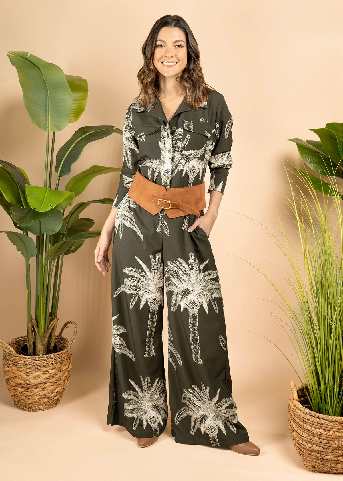 Enterizo color verde con estampado 105799