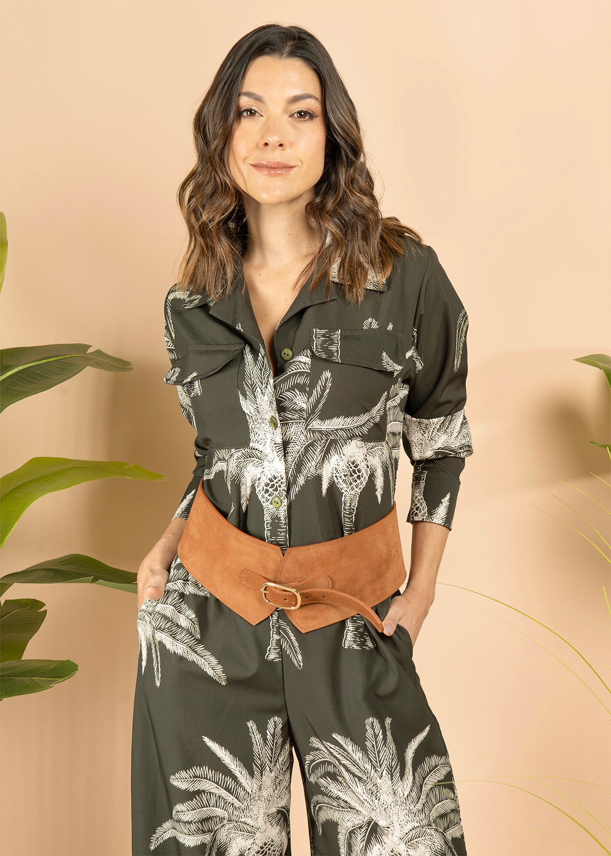 Enterizo color verde con estampado 105799