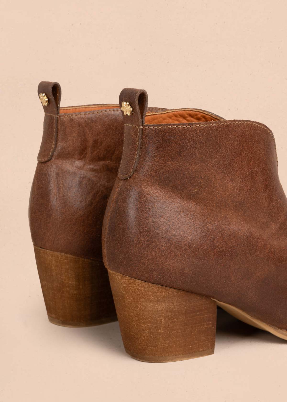 Botines en cuero color café 105873