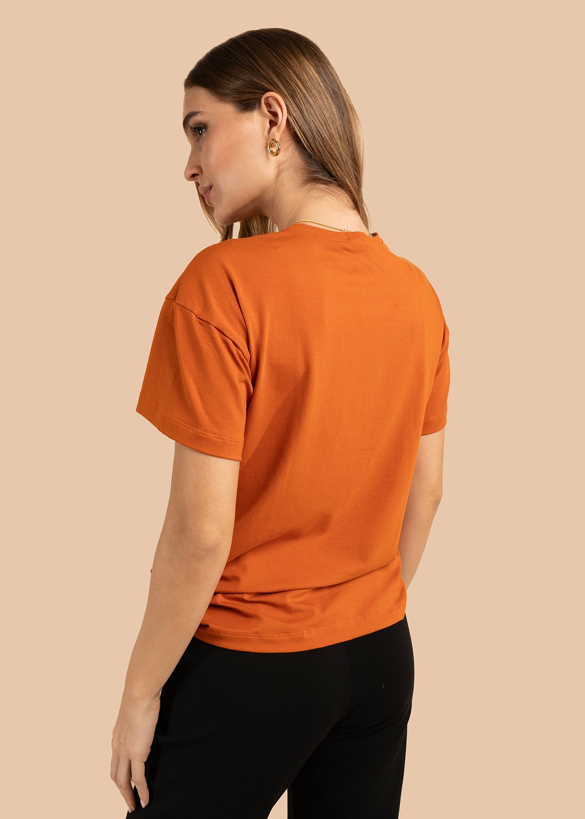 Camiseta color terracota con estampado 105883