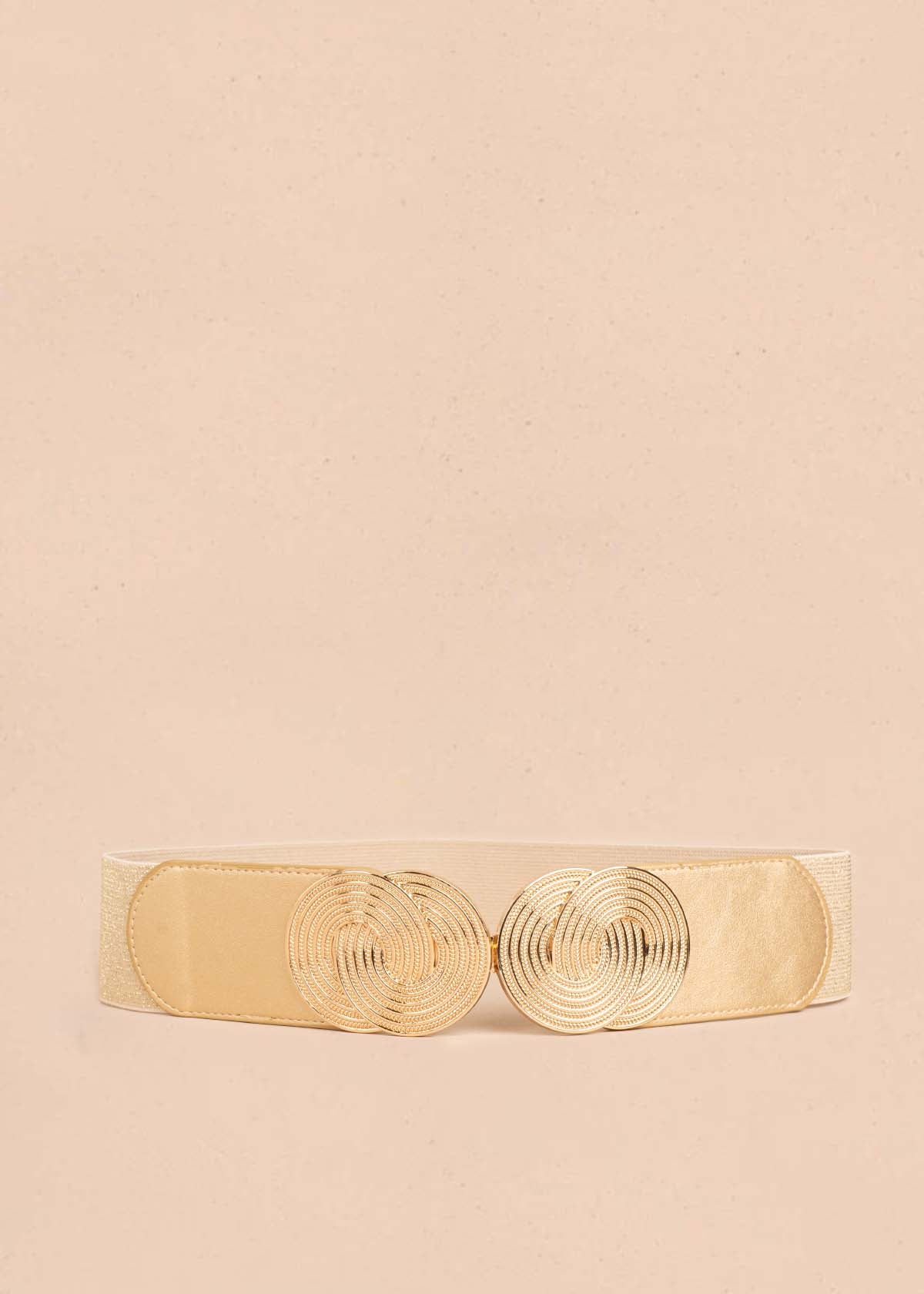 Cinturón tipo fajón color dorado con hebilla metálica entrelazada 106003
