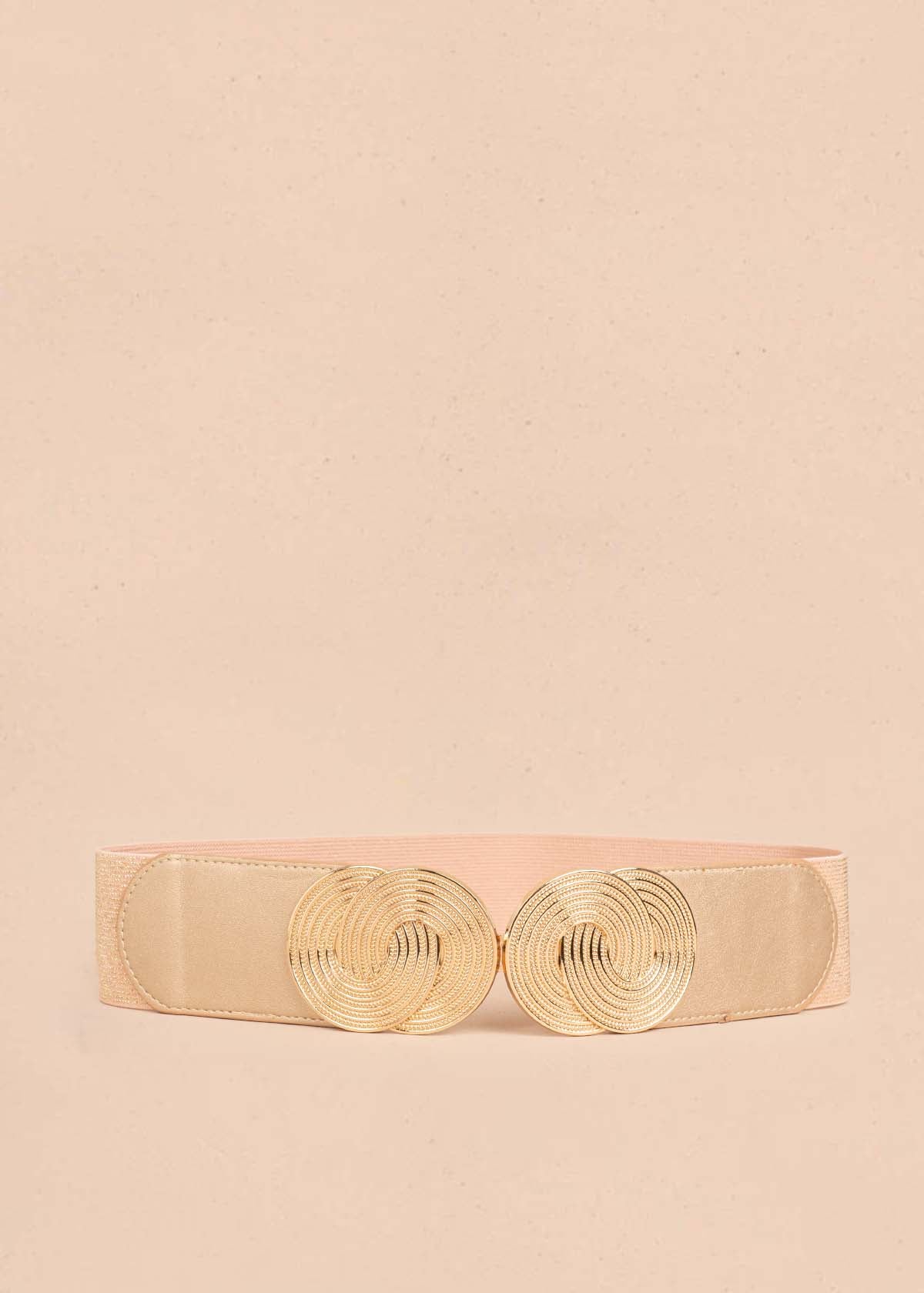 Cinturón tipo fajón color palo de rosa con hebilla metálica entrelazada 106003