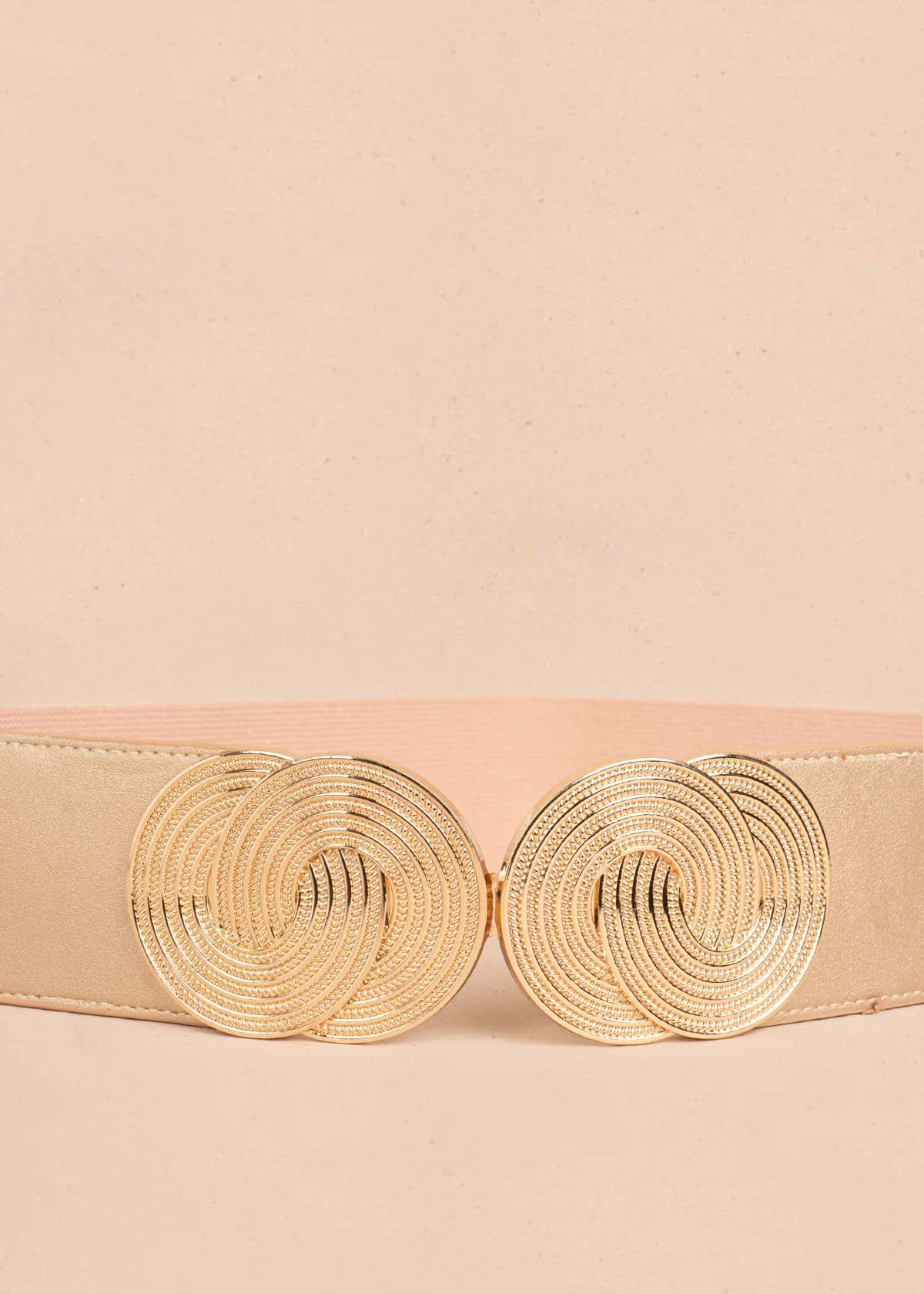 Cinturón tipo fajón color palo de rosa con hebilla metálica entrelazada 106003