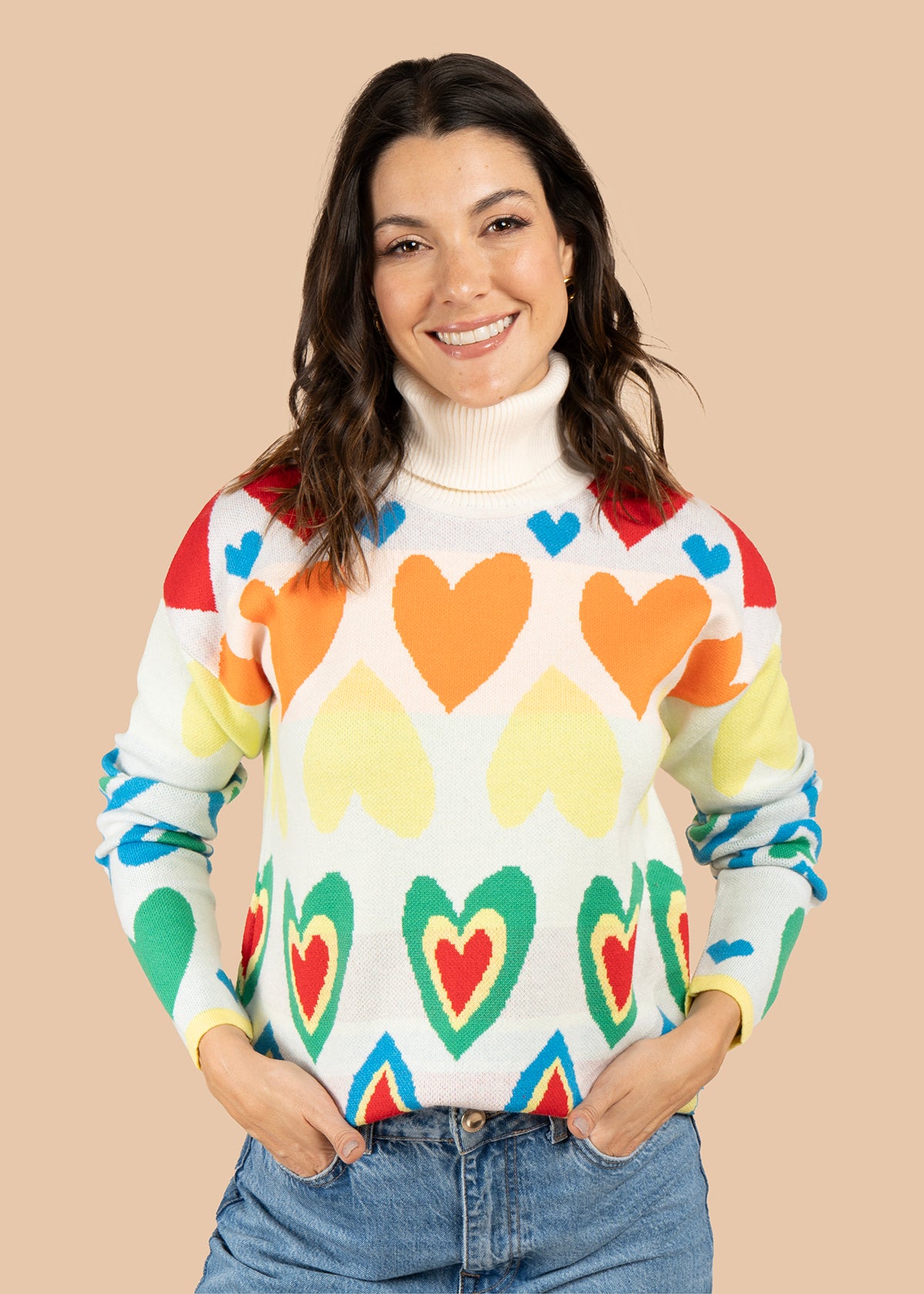 Buzo multicolor con corazones 106063