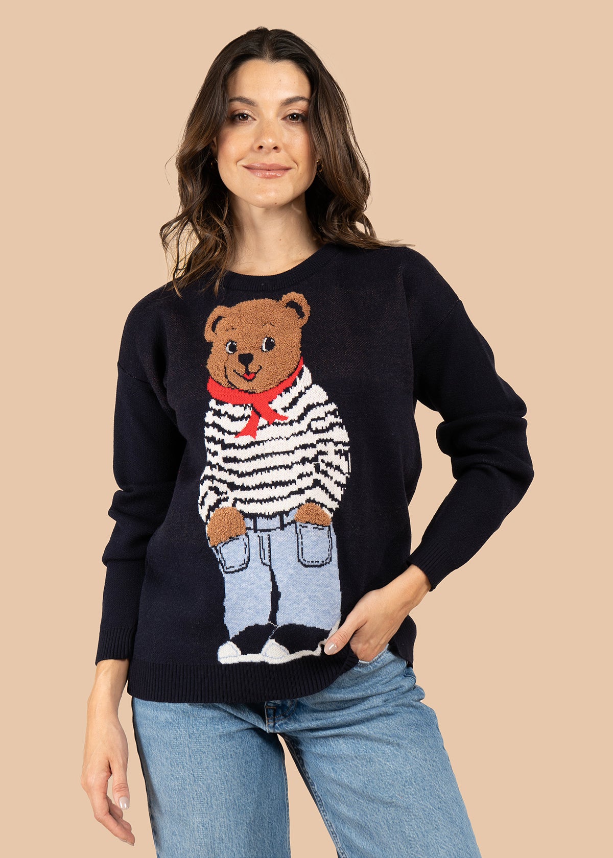 Buzo color azul con estampado de oso 106065