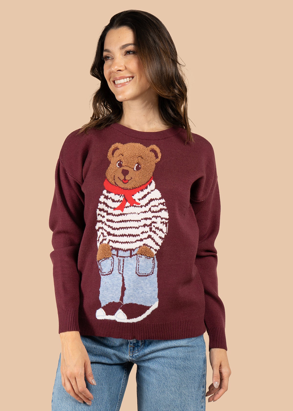 Buzo color uva con estampado de oso 106065