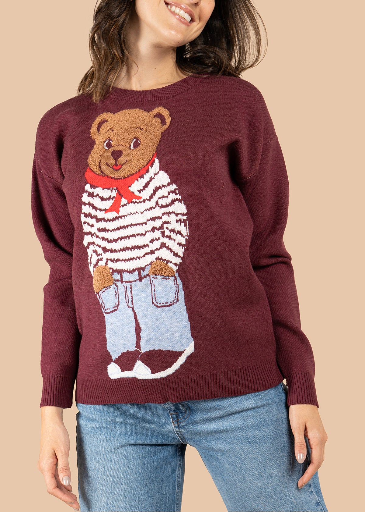 Buzo color uva con estampado de oso 106065