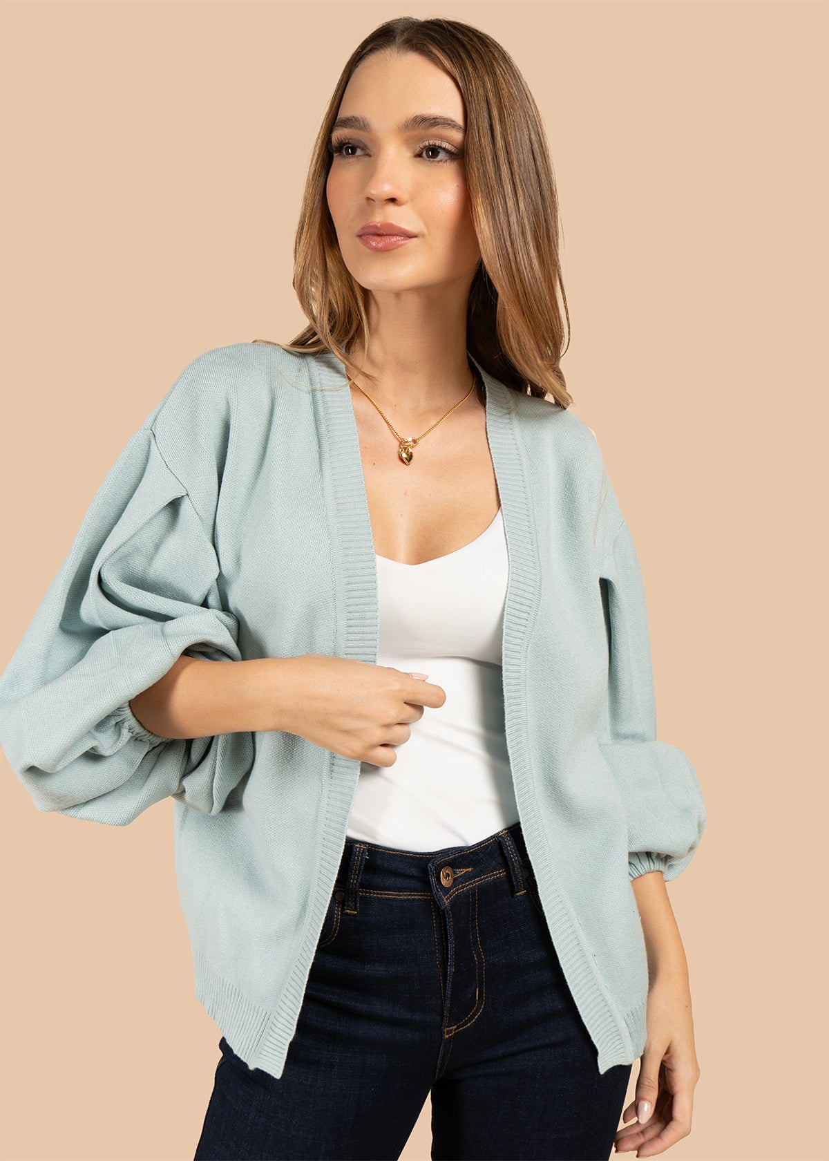 Saco color azul con mangas globo 106066