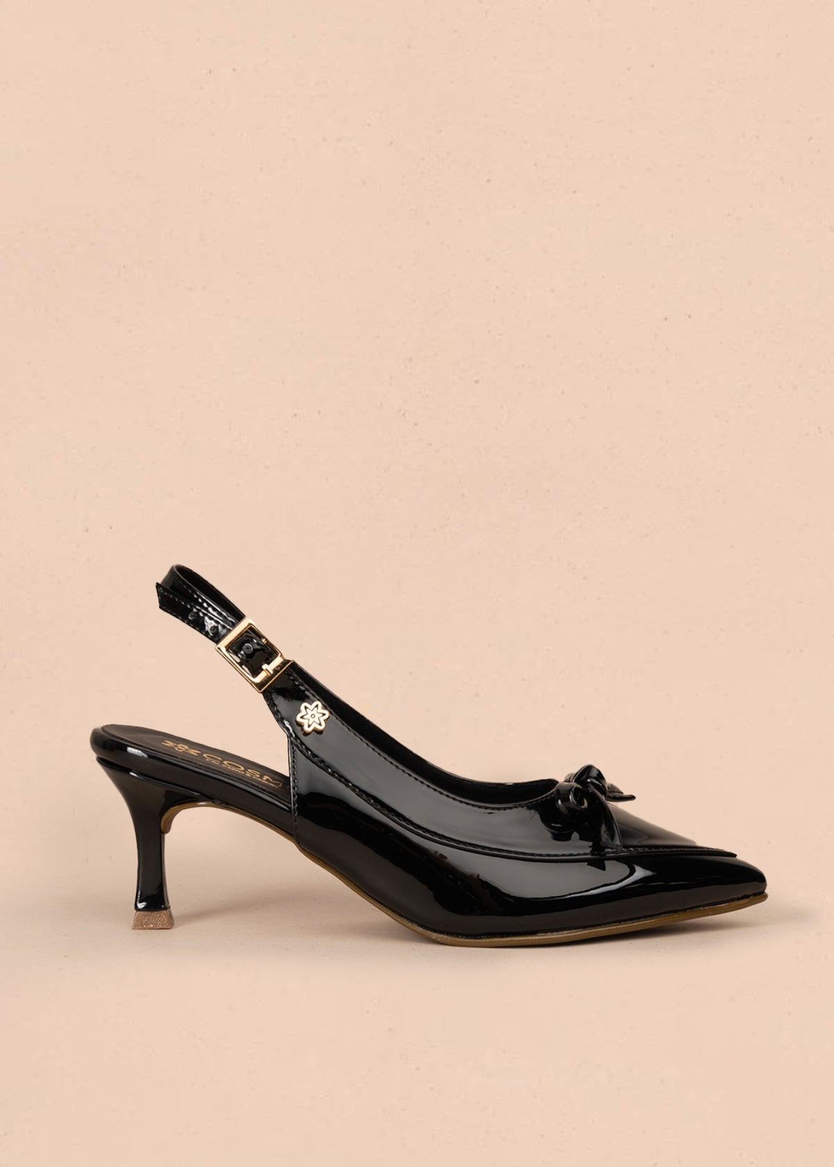 Trabilla color negro con punta fina y moño decorativo 106088