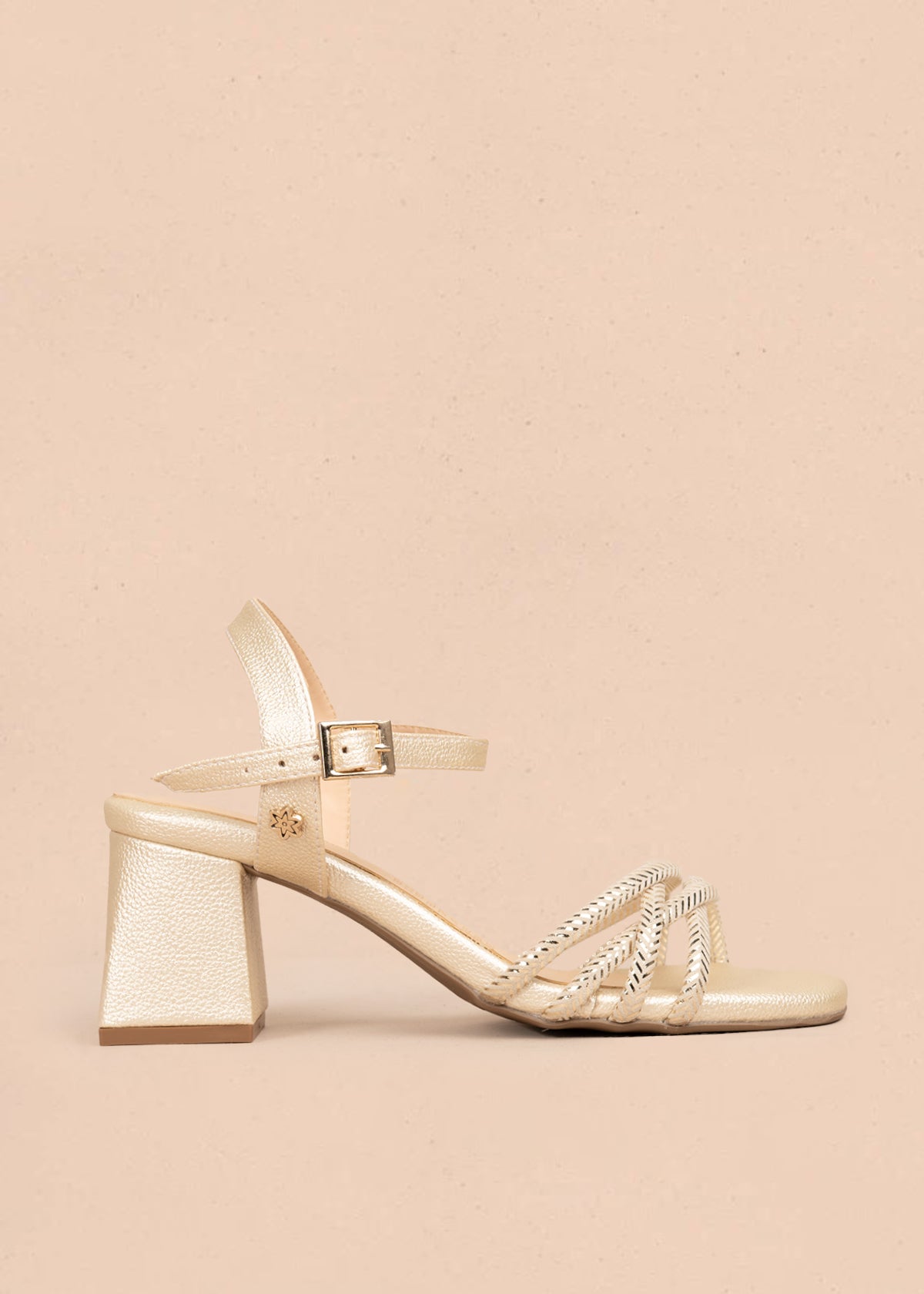 Sandalias de fiesta color champaña con trenzado en el empeine 106093