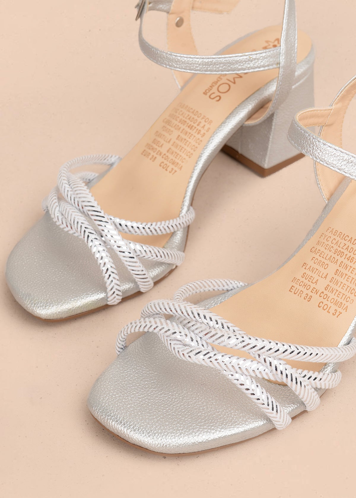 Sandalias de fiesta color plata con trenzado en el empeine 106093