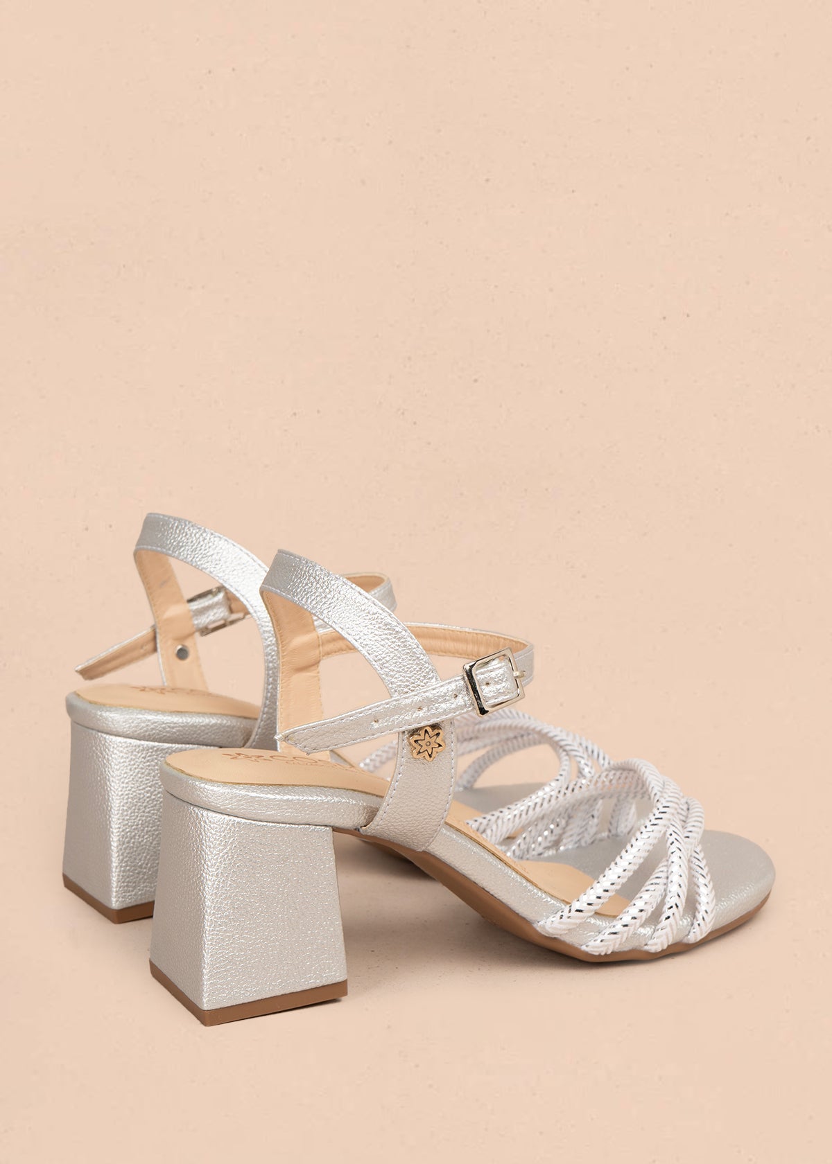 Sandalias de fiesta color plata con trenzado en el empeine 106093