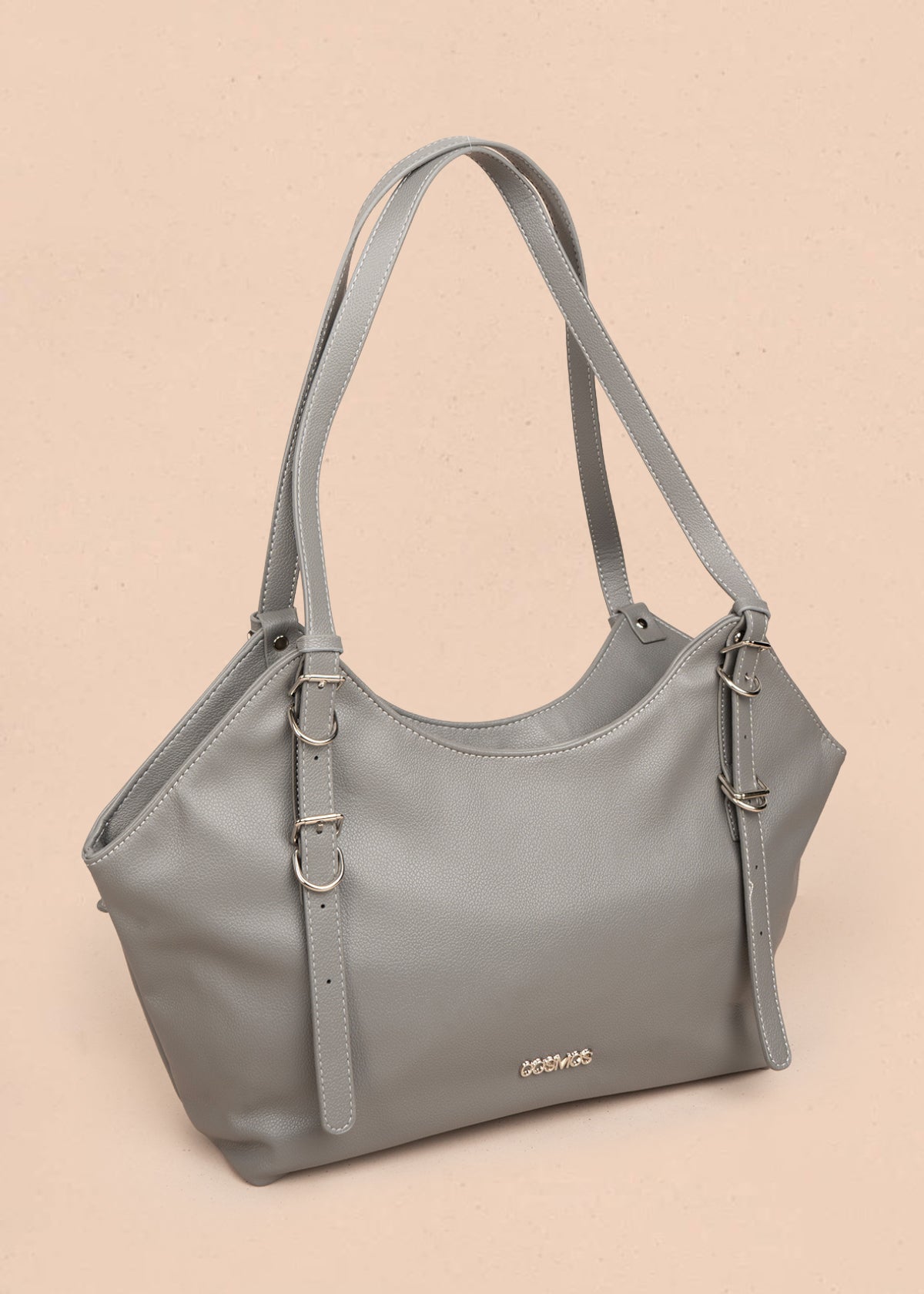 Bolso tipo shopping color gris texturizado 106183