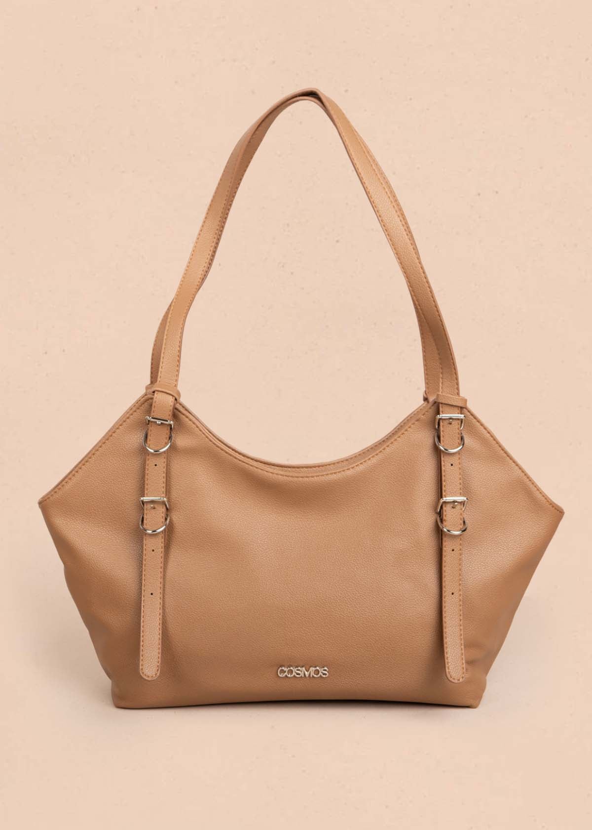 Bolso tipo shopping color miel texturizado 106183