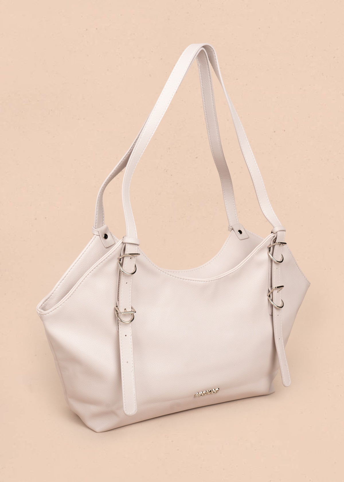 Bolso tipo shopping color nude texturizado 106183