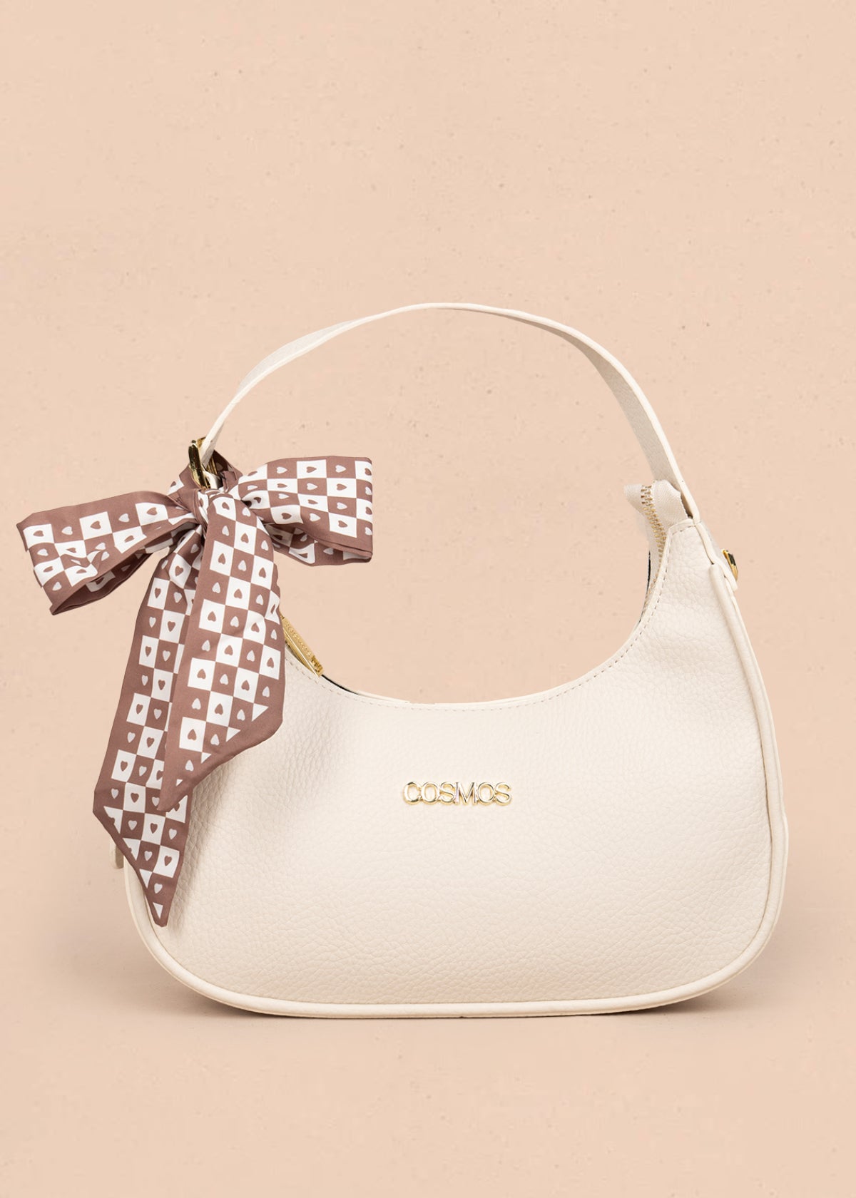 Bolso tipo cartera color beige con pañoleta 106188