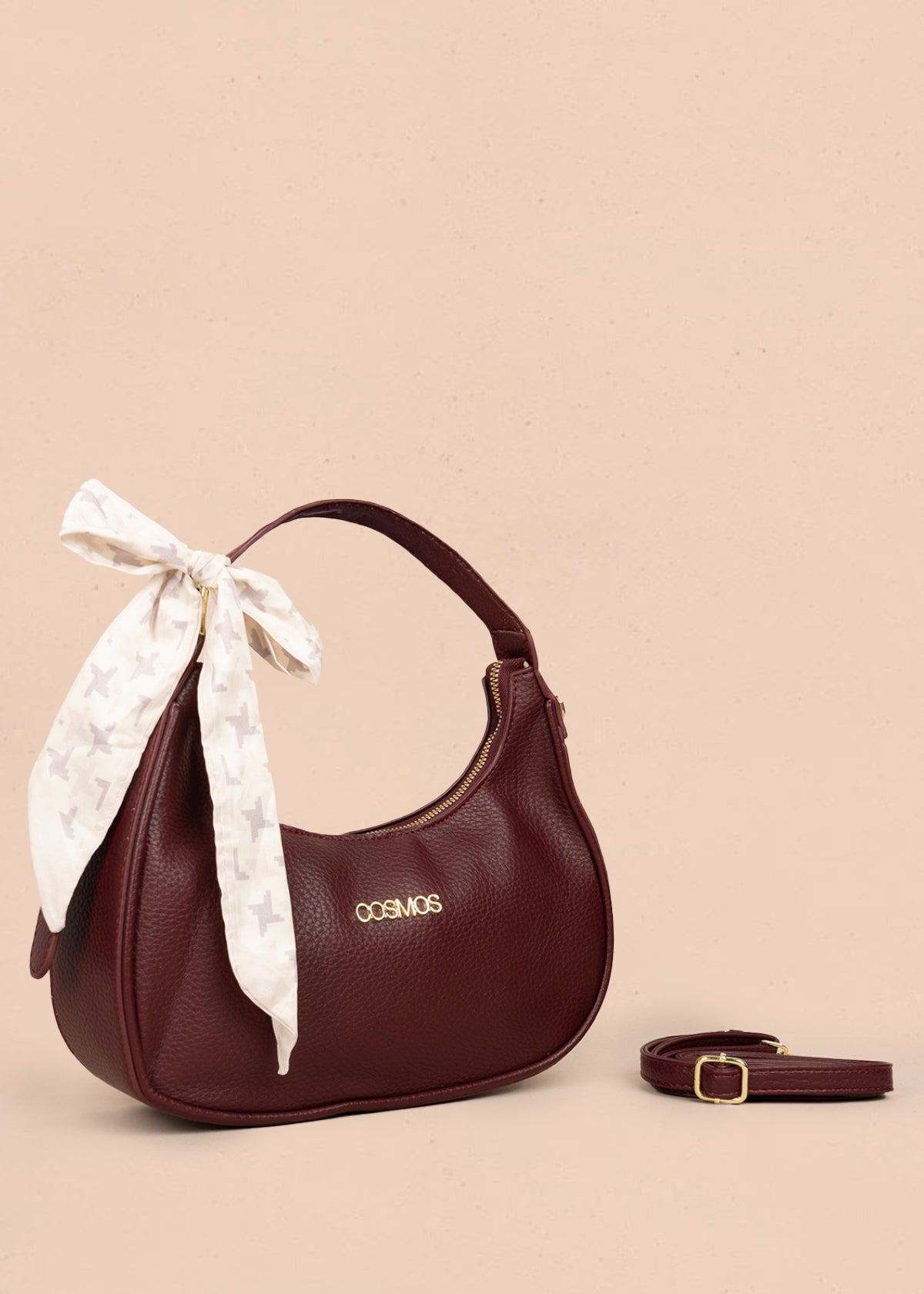 Bolso tipo cartera color vinotinto con pañoleta 106188