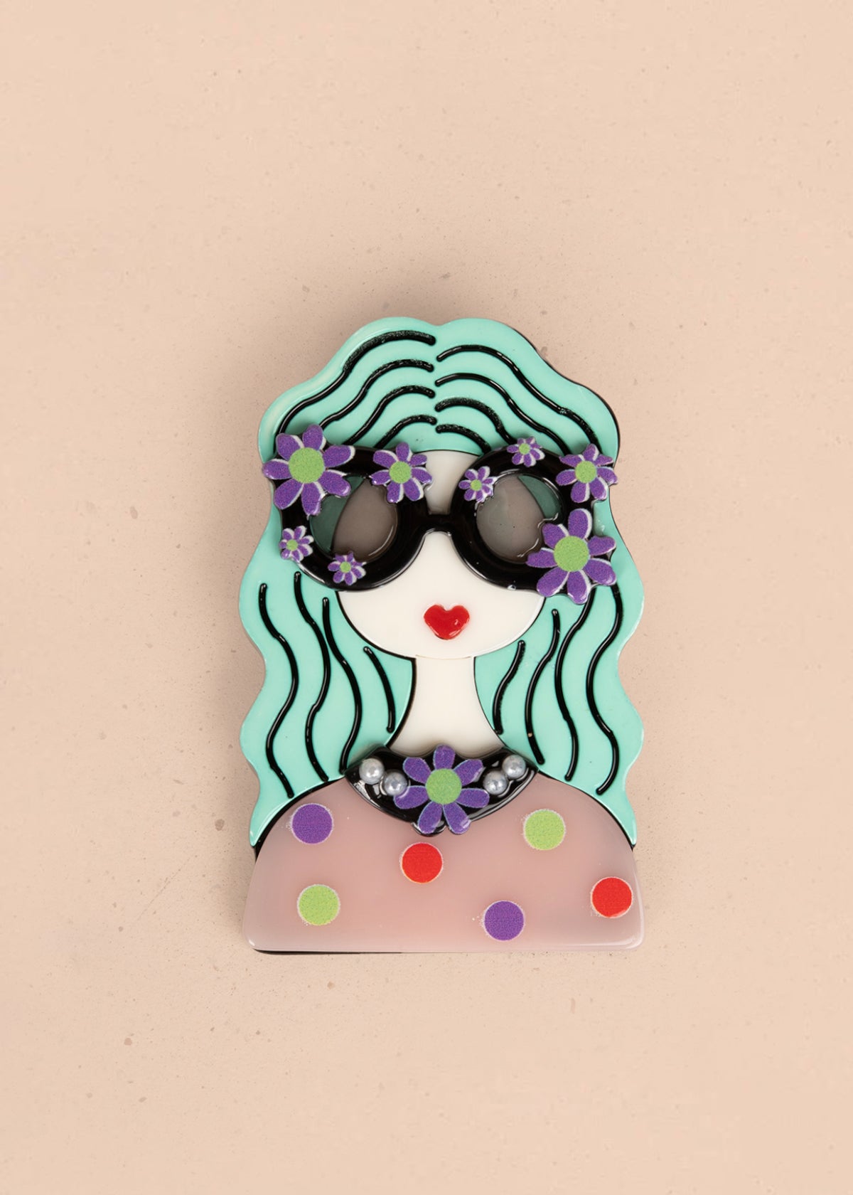 Prendedor de mujer color aguamarina 106205