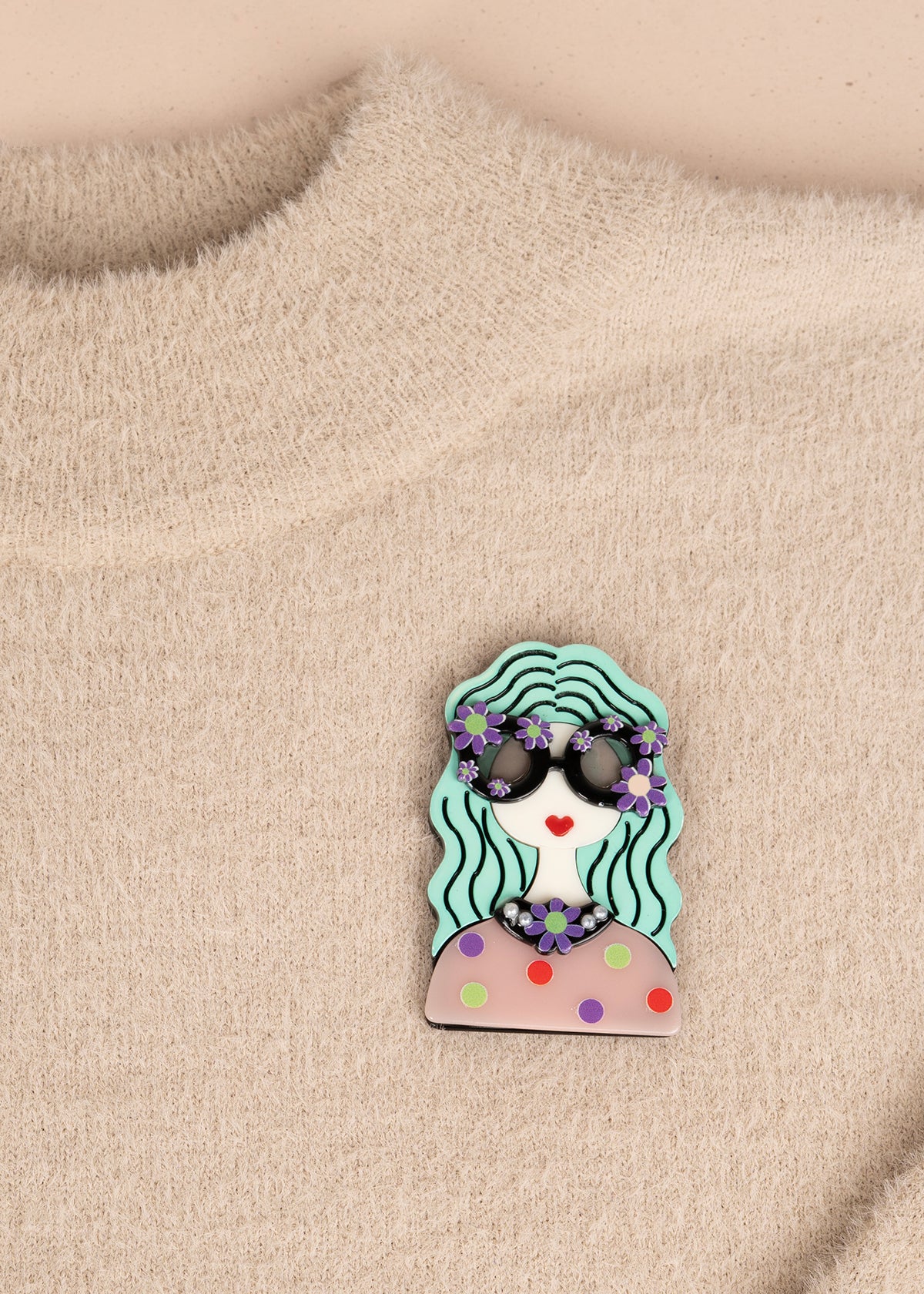 Prendedor de mujer color aguamarina 106205