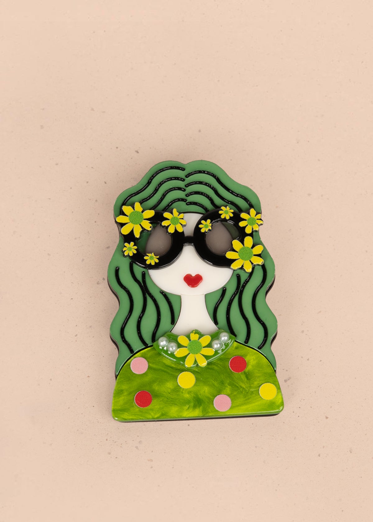 Prendedor de mujer color verde 106205