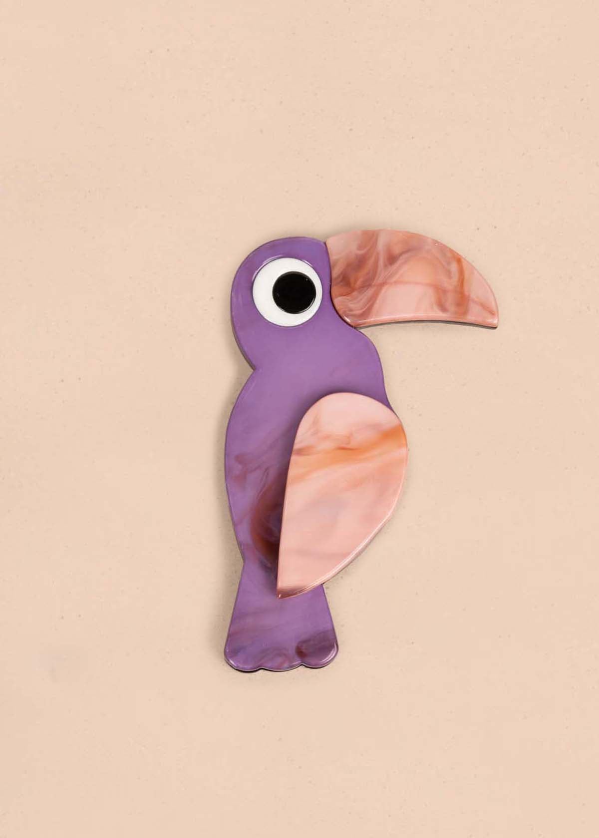 Prendedor de tucán color morado 106206