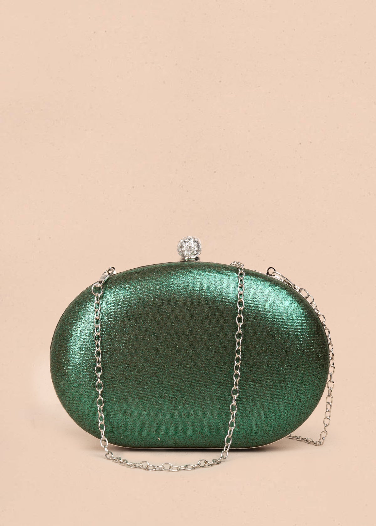 Bolso tipo bandolera color verde con pedrería 106241