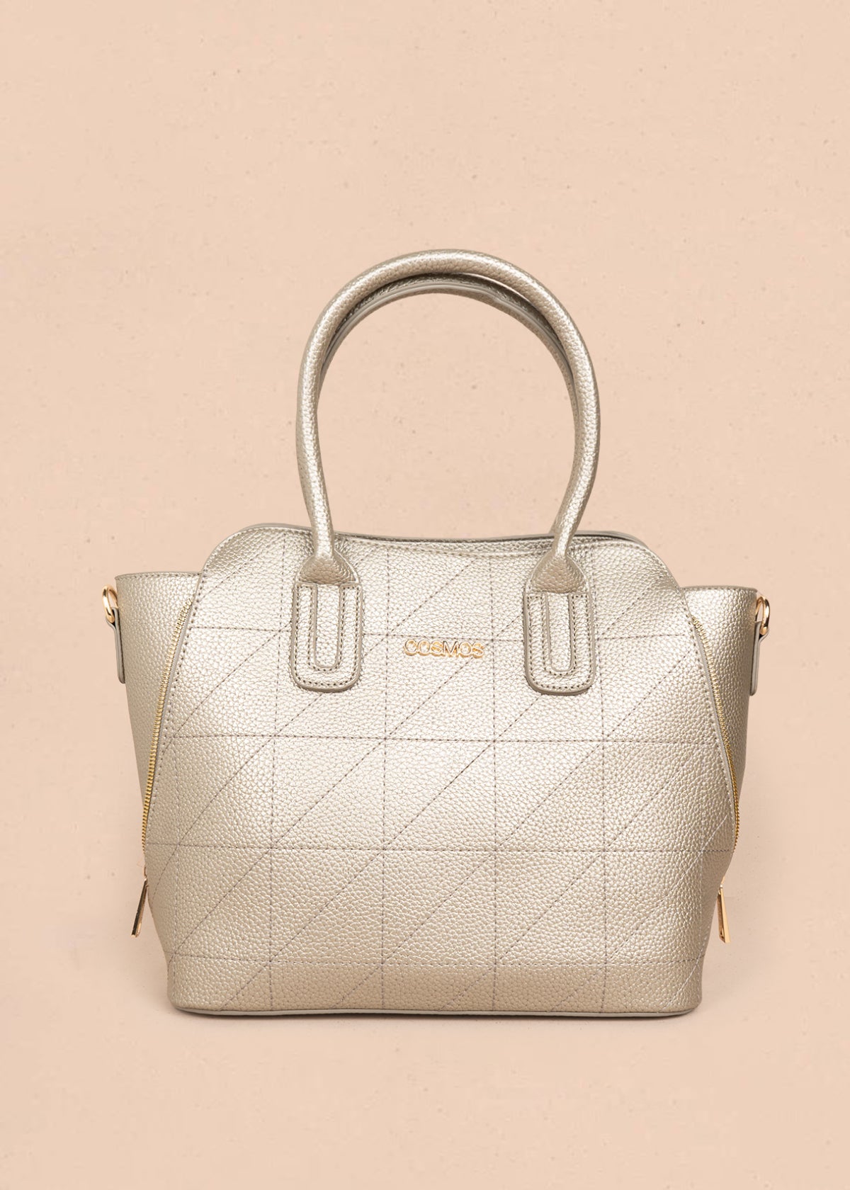 Bolso tipo shopping color champaña con monedero 106288