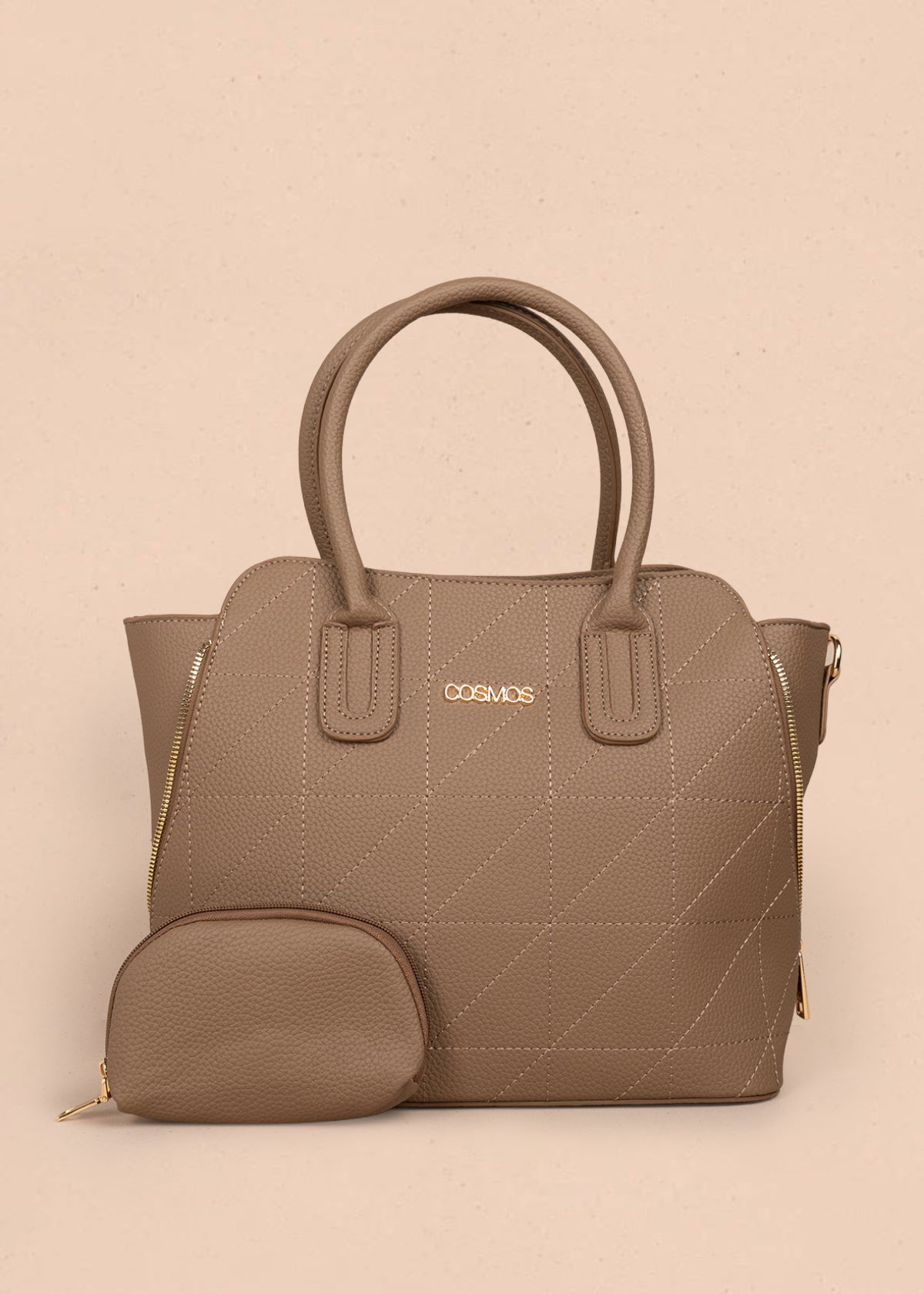 Bolso tipo shopping color moca con monedero 106288