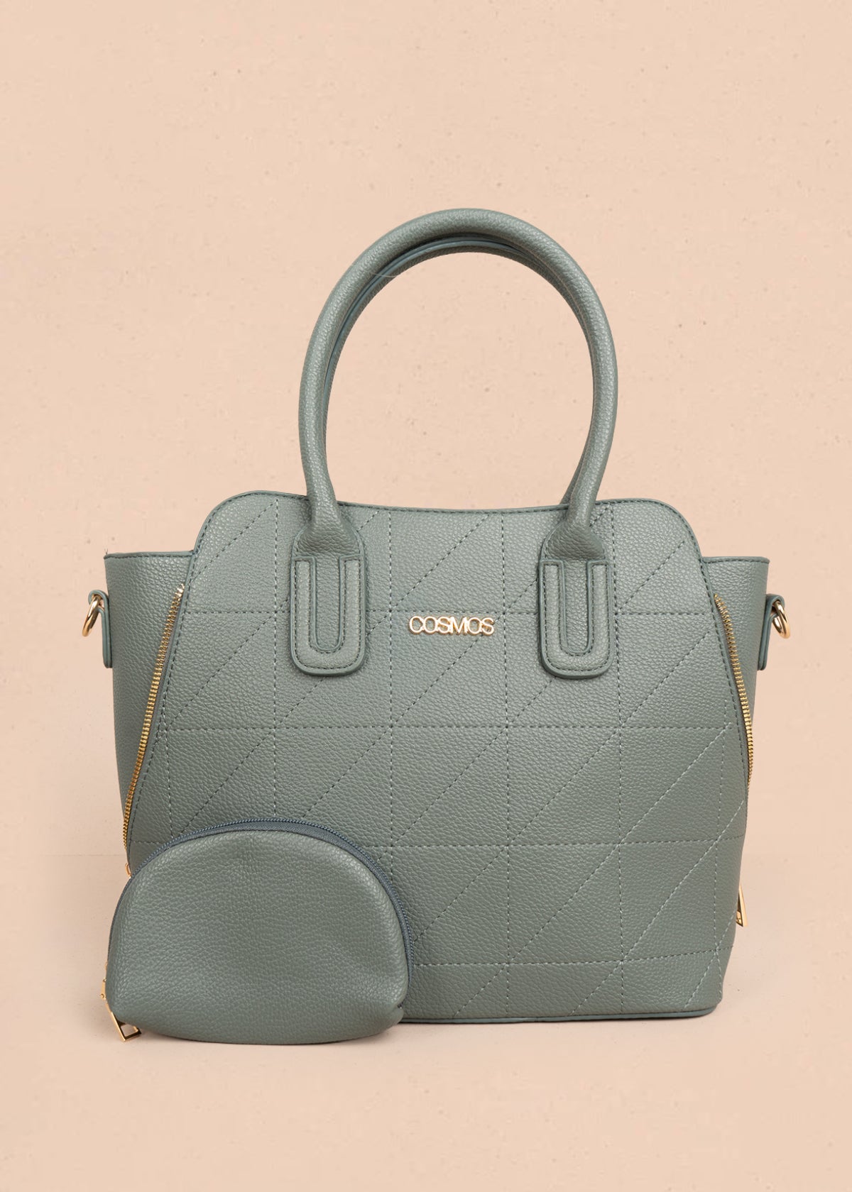 Bolso tipo shopping color verde con monedero 106288