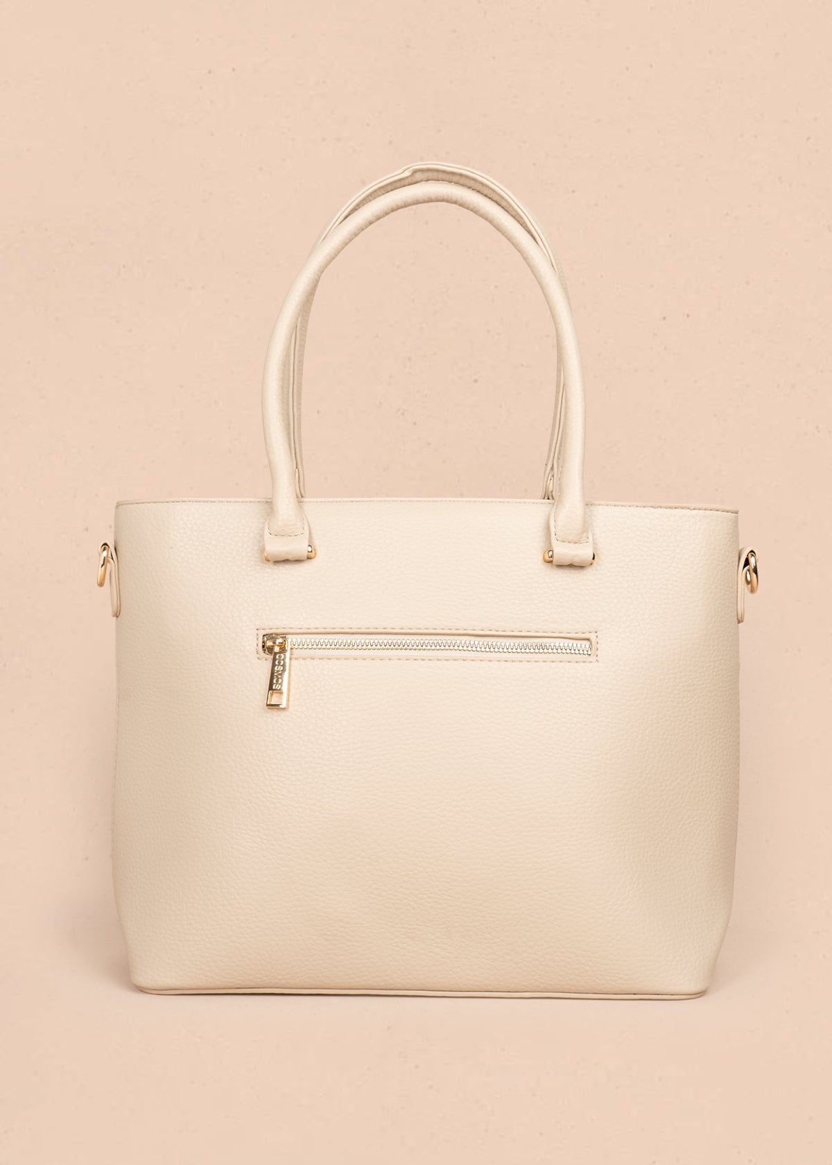 Bolso tipo shopping color beige con grabado tipo espiga 106289