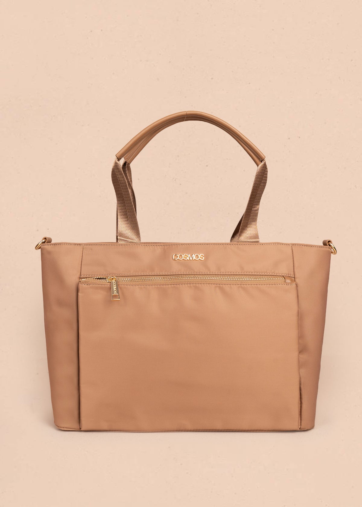 Bolso tipo shopping color caqui con bolsillo frontal 106290