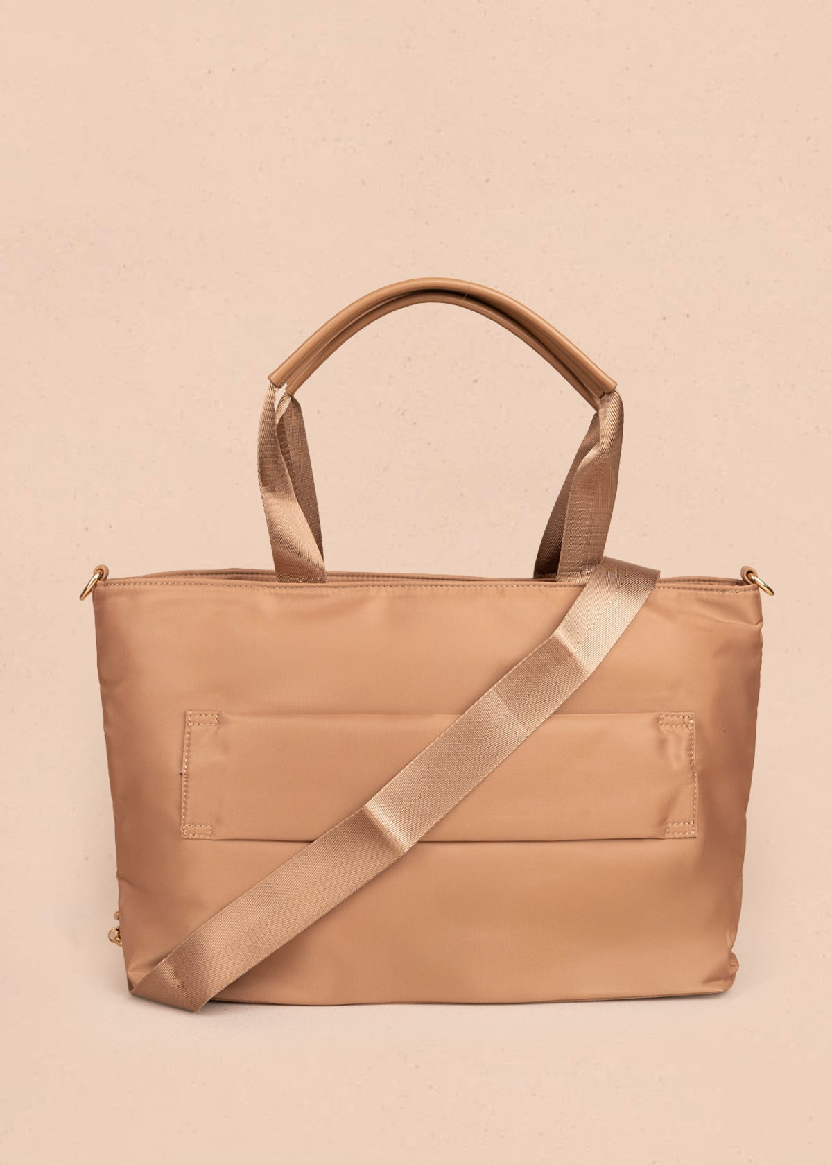 Bolso tipo shopping color caqui con bolsillo frontal 106290