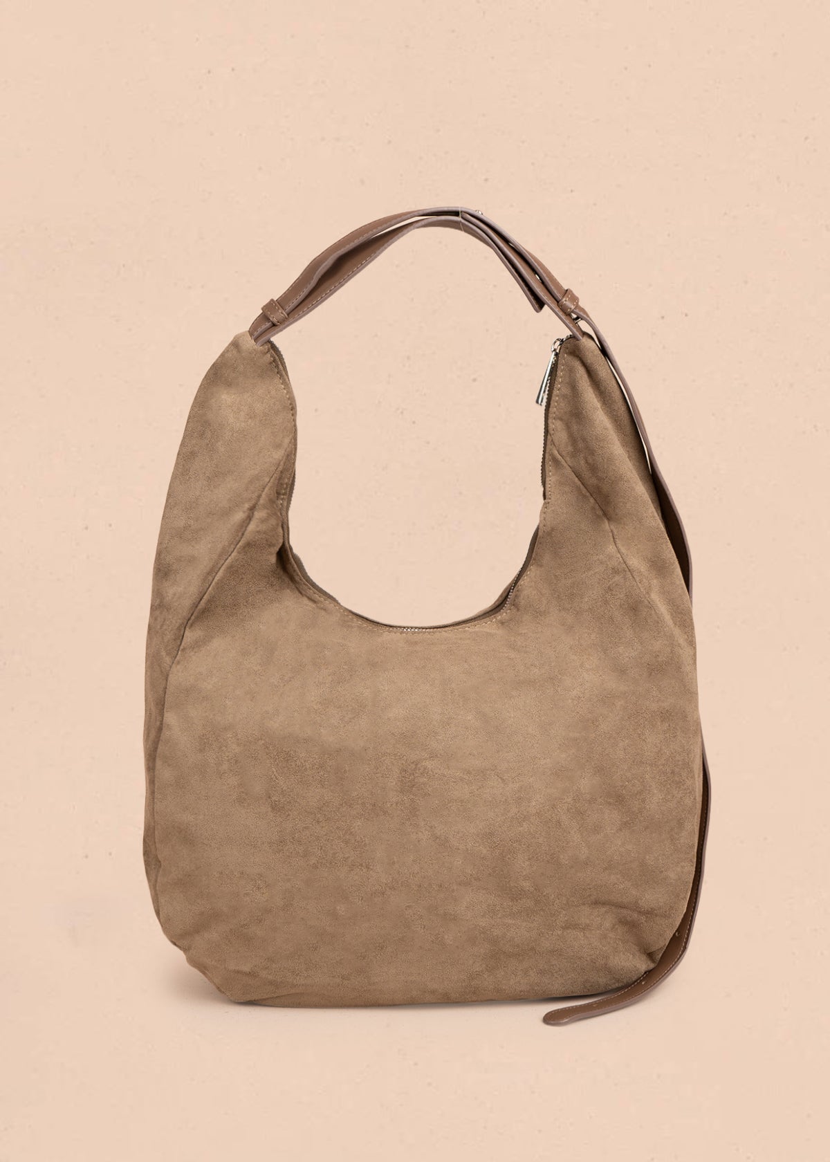 Bolso tipo shopping color moca con taches 106291