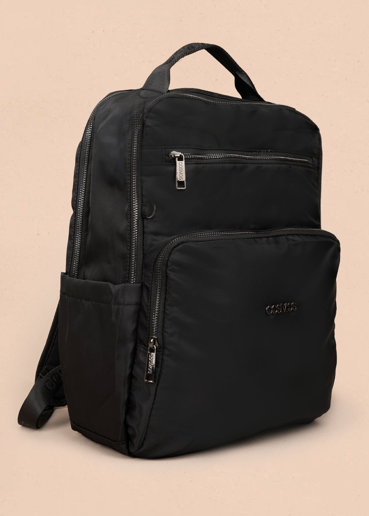 Morral color negro en textil con bolsillos delanteros 106298