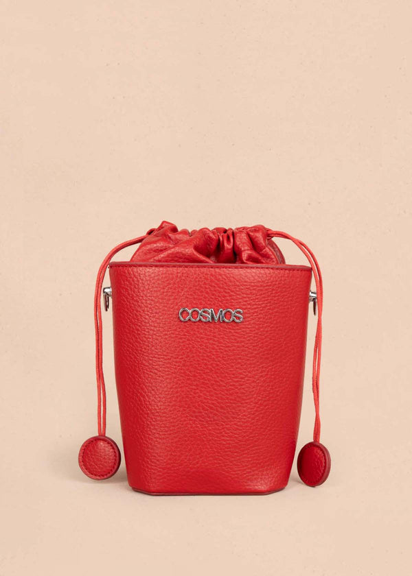 Bolso manos libres color rojo con cierre cordón 106328