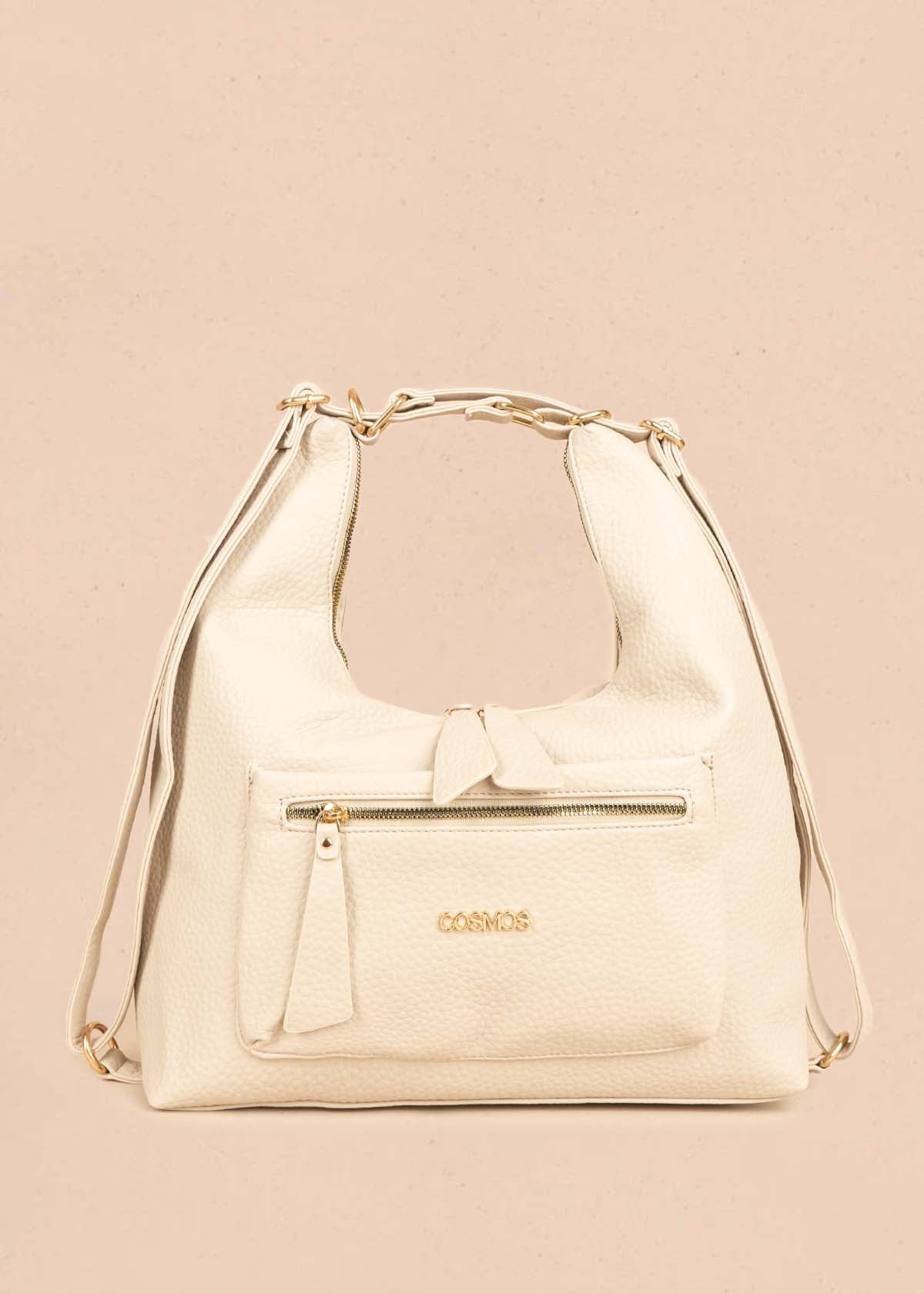 Bolso tipo shopping color beige silueta hobo 106330