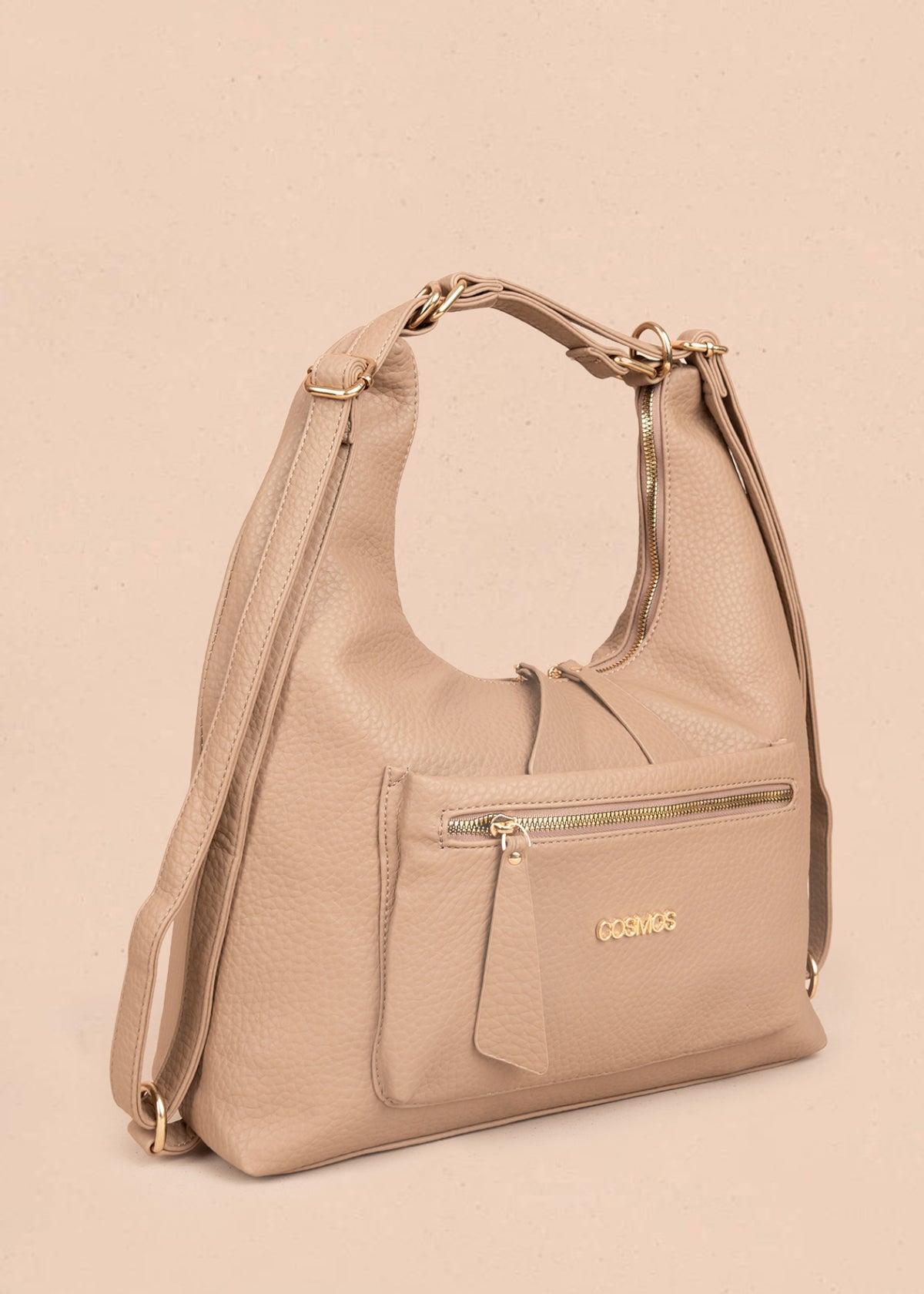Bolso tipo shopping color moca silueta hobo 106330