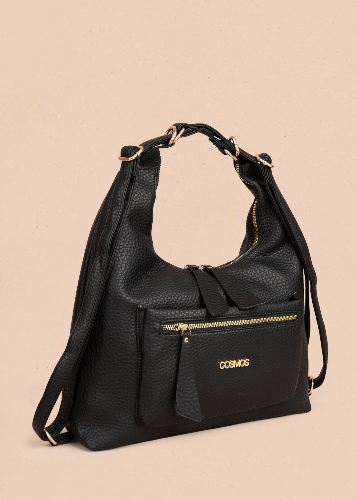 Bolso tipo shopping color negro silueta hobo 106330